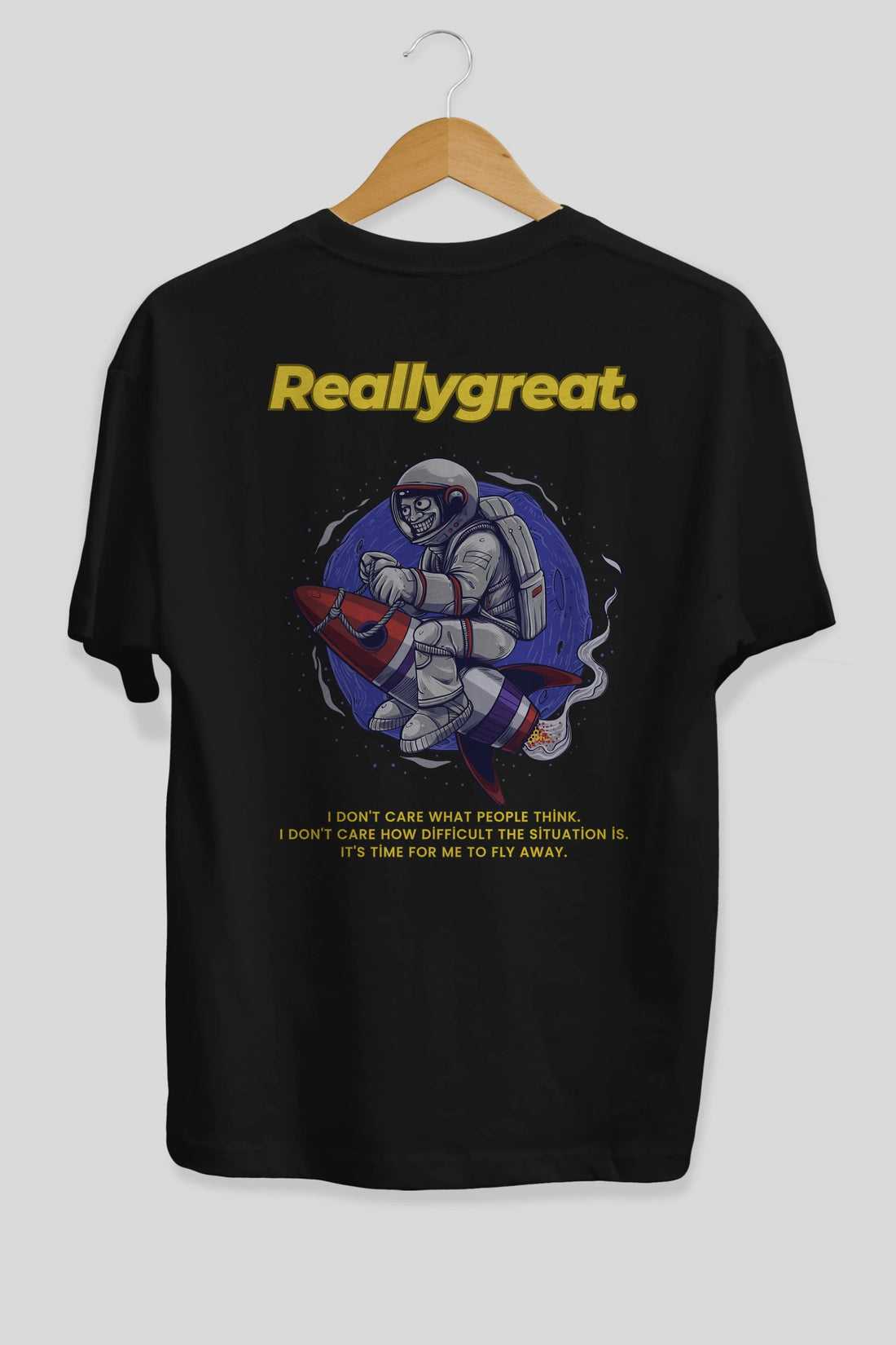 Reallygreat Astronaut Arka Baskılı Oversize t-shirt Erkek Kadın Unisex
