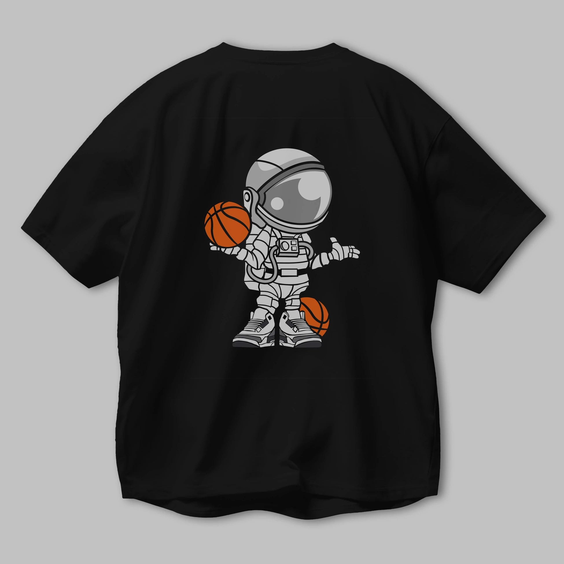 Astronaut Basketball Player Arka Baskılı Oversize t-shirt Erkek Kadın Unisex %100 Pamuk tişort