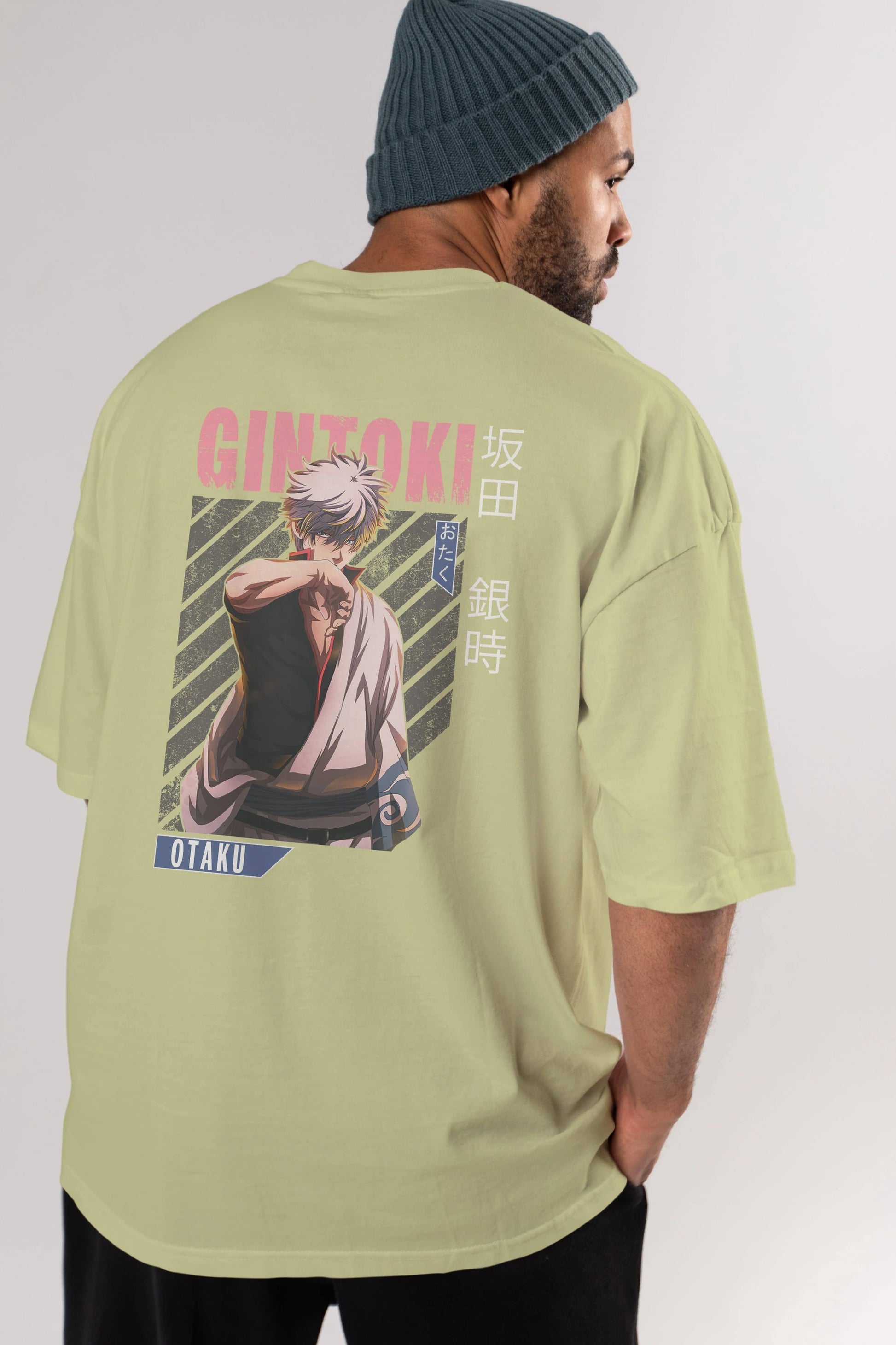 Gintoki Sakata Anime Arka Baskılı Oversize t-shirt Erkek Kadın Unisex
