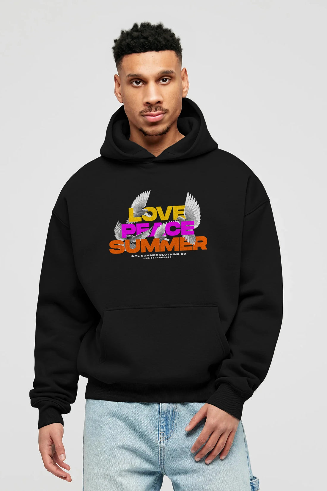 Love Peace Summer Ön Baskılı Hoodie Oversize Kapüşonlu Sweatshirt Erkek Kadın Unisex