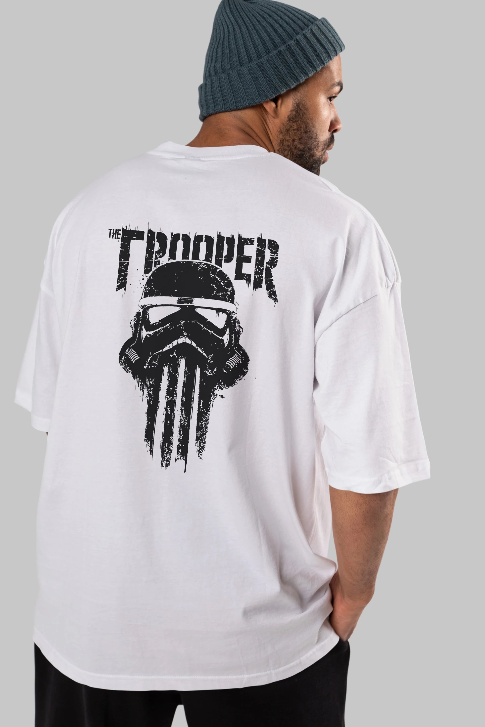 The Trooper Arka Baskılı Oversize t-shirt Erkek Kadın Unisex %100 Pamuk Bisiklet Yaka tişort