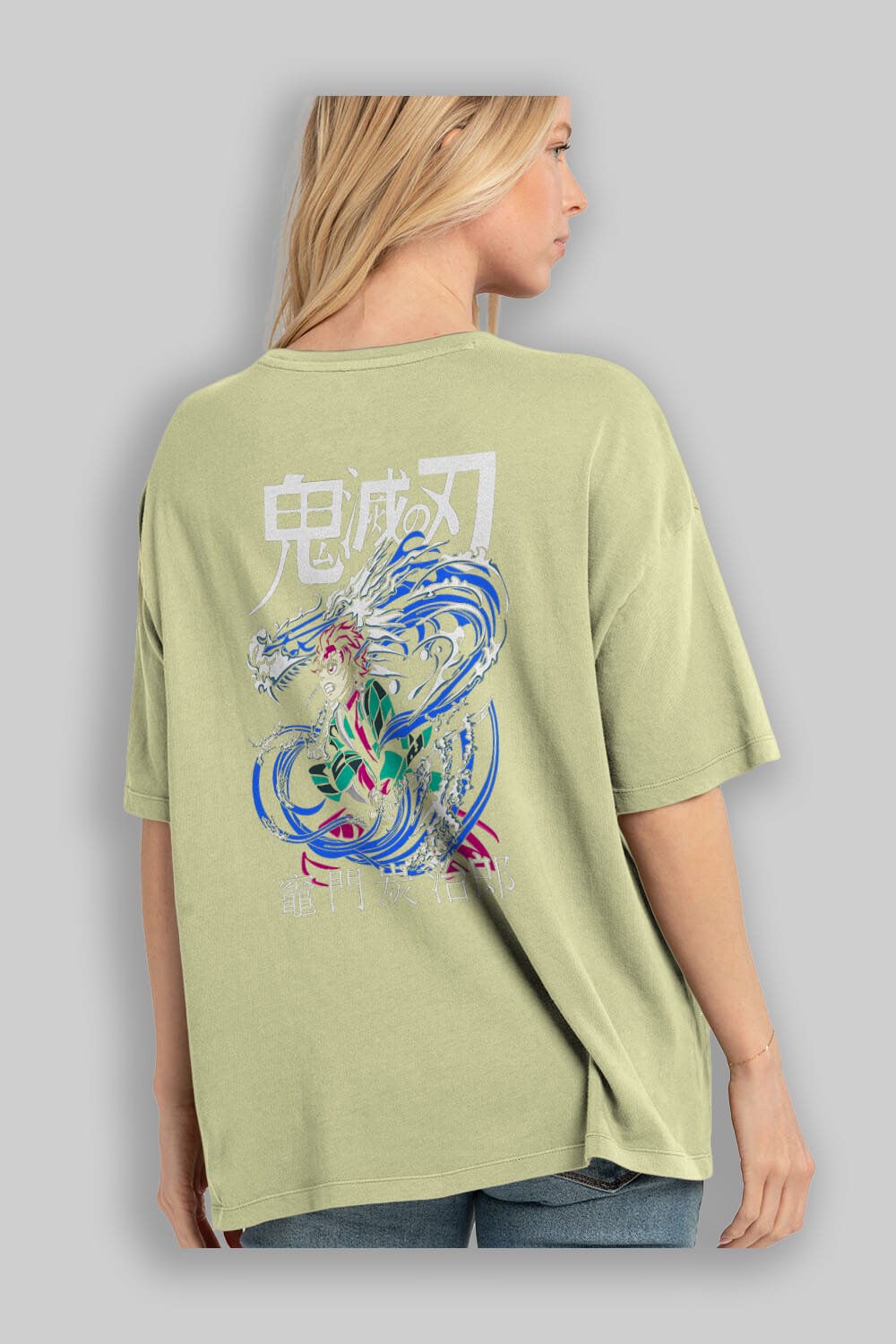 TANJIRO KAMADO 2 Anime Arka Baskılı Oversize t-shirt Erkek Kadın Unisex