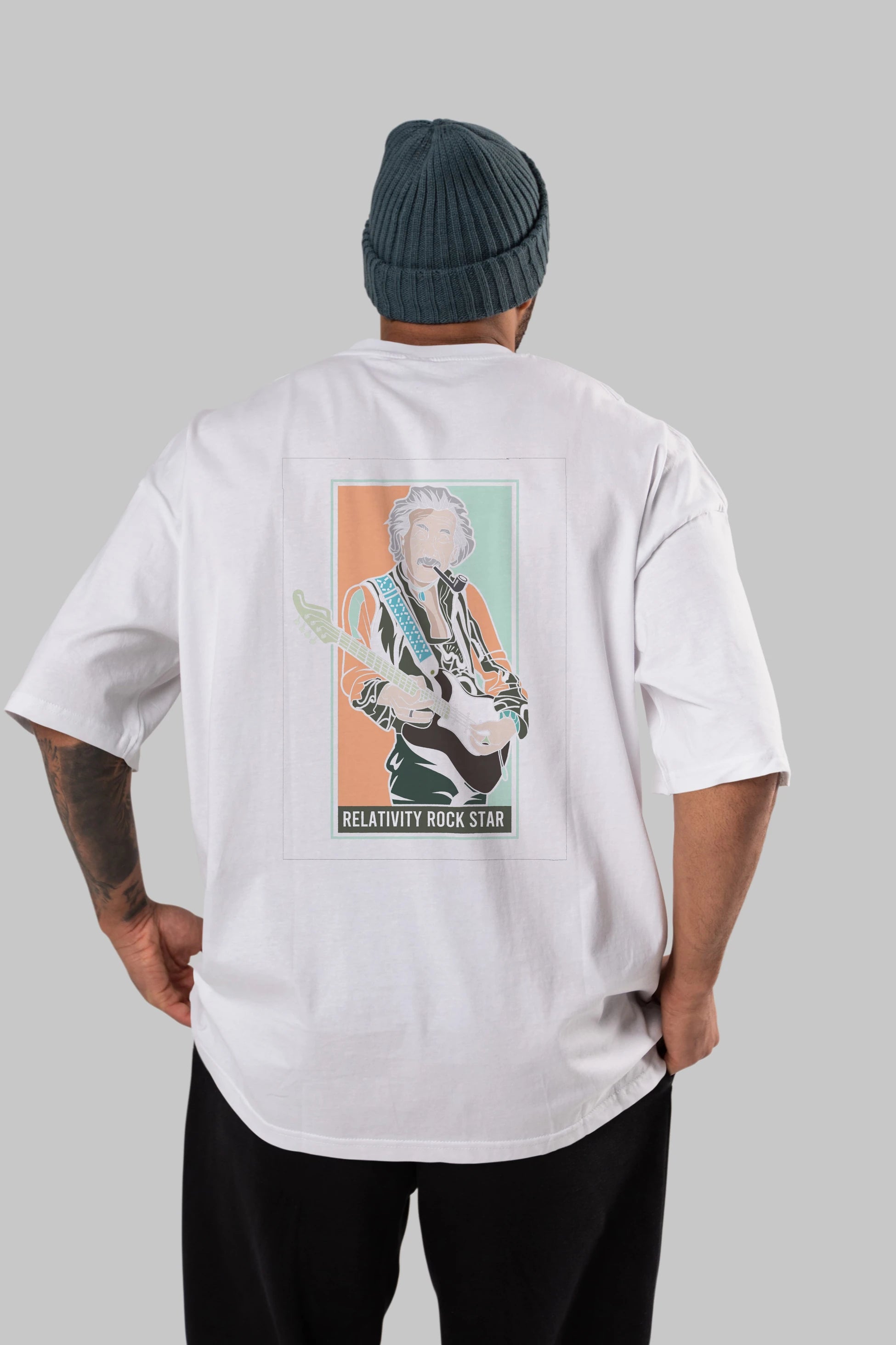 Jimmy Einstein Arka Baskılı Oversize t-shirt Erkek Kadın Unisex %100 Pamuk tişort