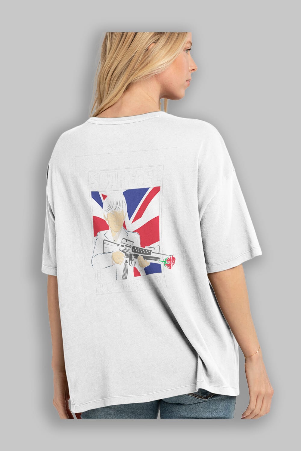Paul Mccartney Scar Face Arka Baskılı Oversize t-shirt Erkek Kadın Unisex %100 Pamuk tişort