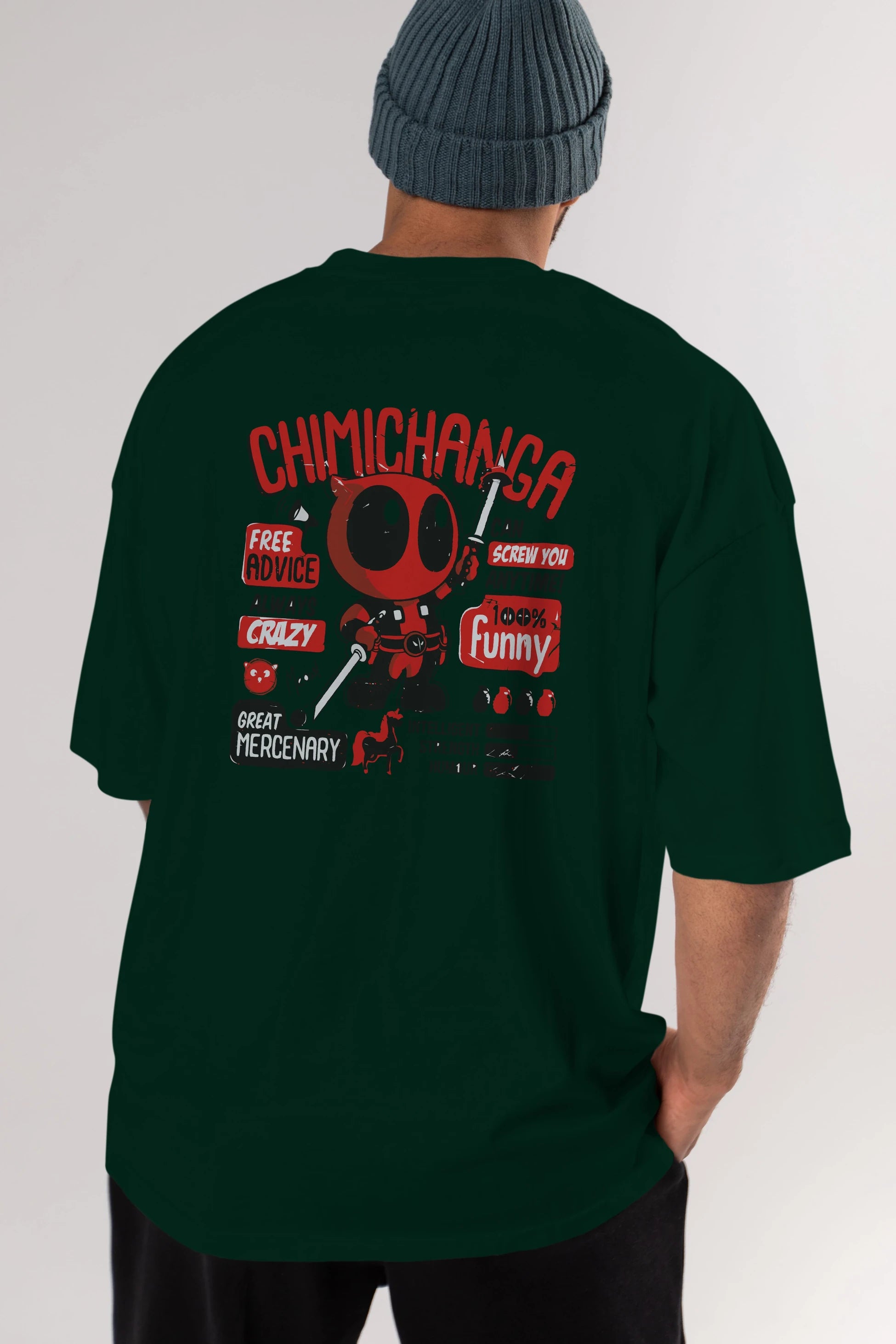 Deadpool (9) Arka Baskılı Oversize t-shirt Erkek Kadın Unisex %100 Pamuk Bisiklet Yaka tişort
