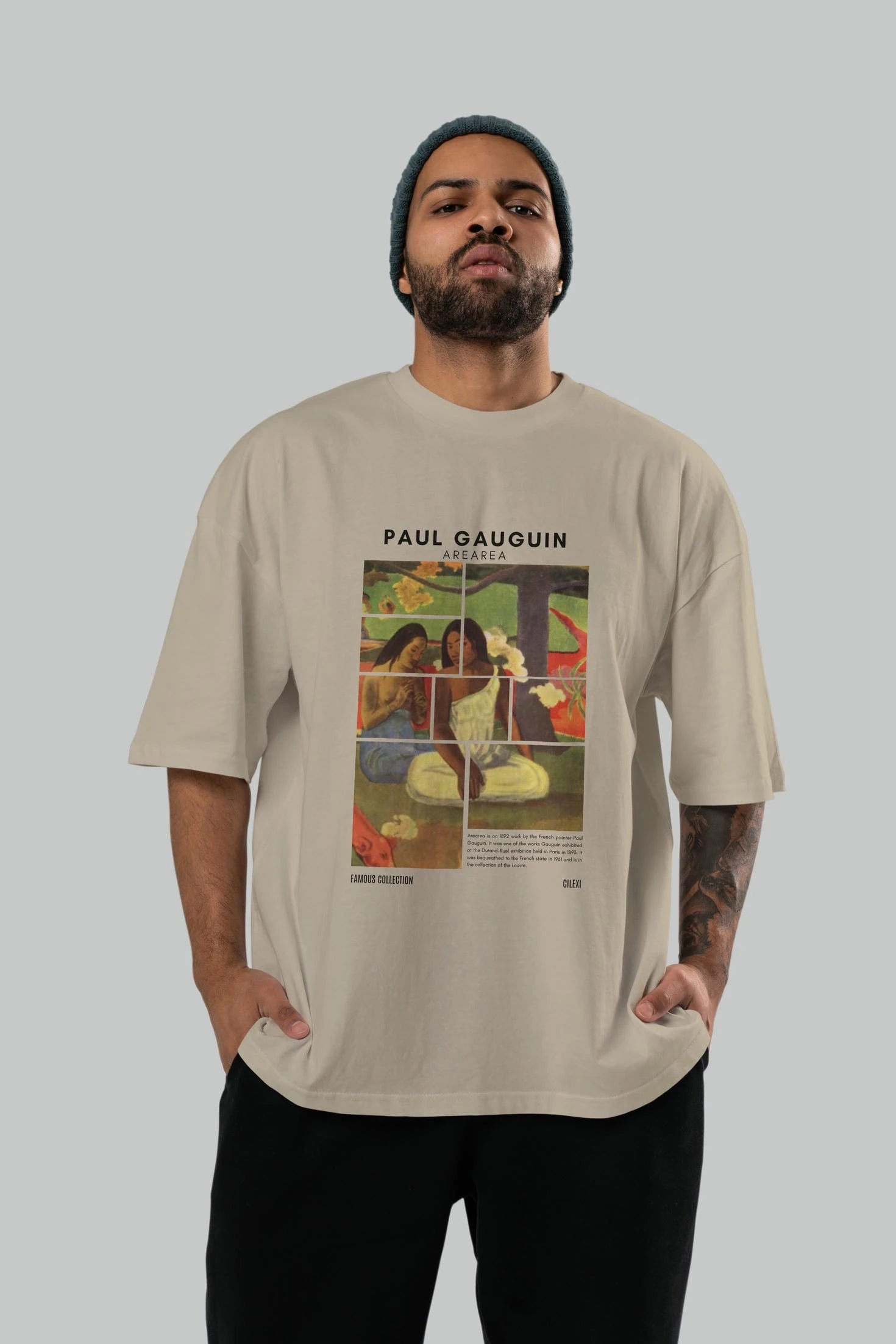 Paul Gauguin Arearea ön Baskılı Oversize t-shirt Erkek Kadın Bisiklet Yaka Pamuk tişort