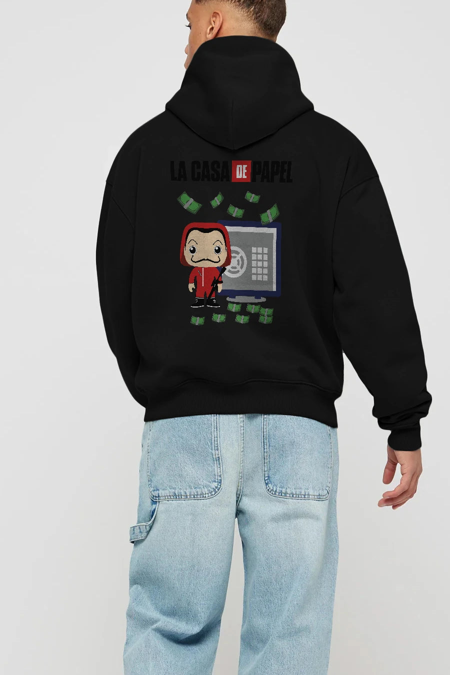 La Casa De Papel (4) Arka Baskılı Hoodie Oversize Kapüşonlu Sweatshirt Erkek Kadın Unisex