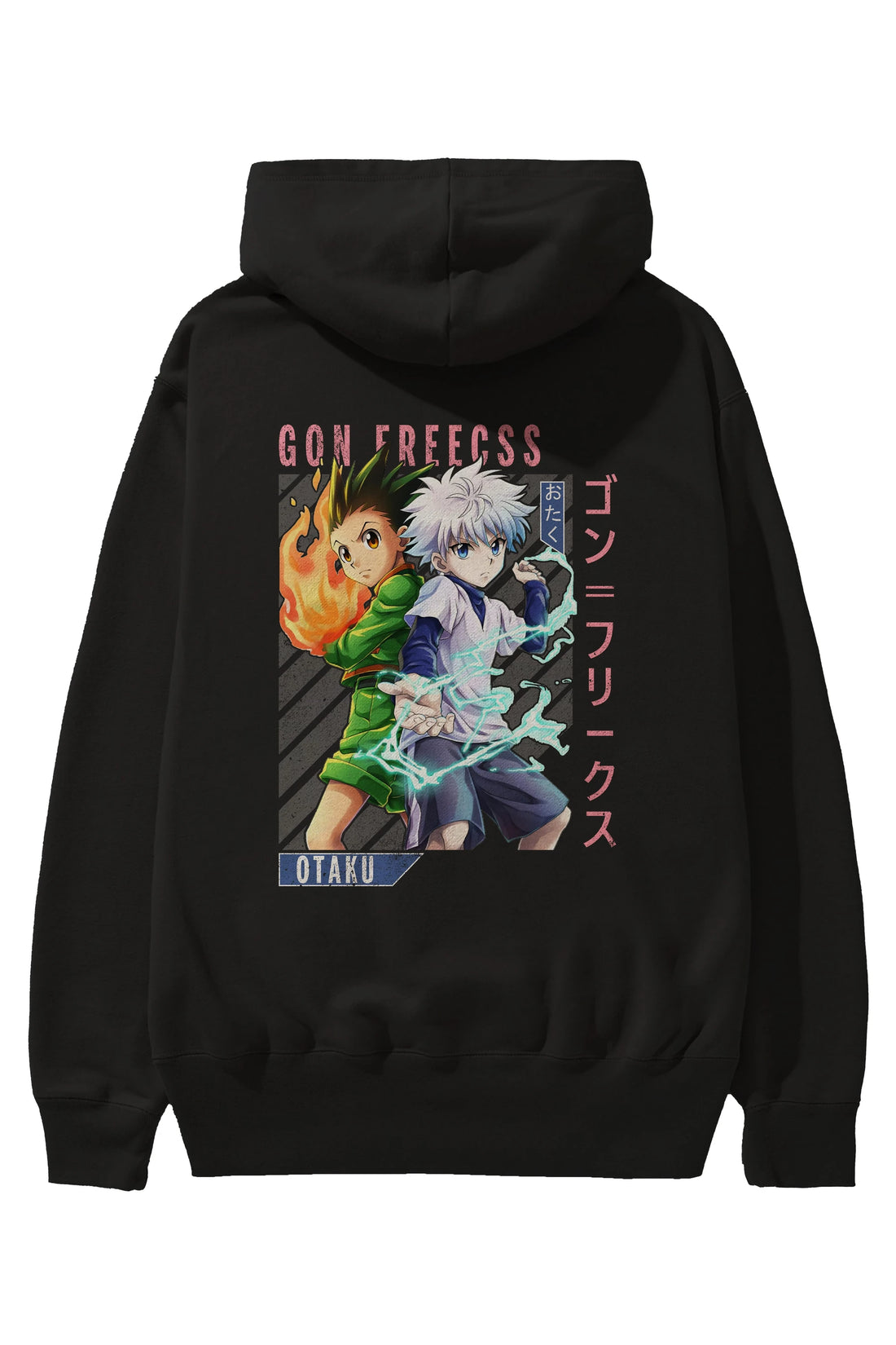 Gon Freecss HUNTER X HUNTER 1 Anime Arka Baskılı Hoodie Oversize Kapüşonlu Sweatshirt Erkek Kadın Unisex
