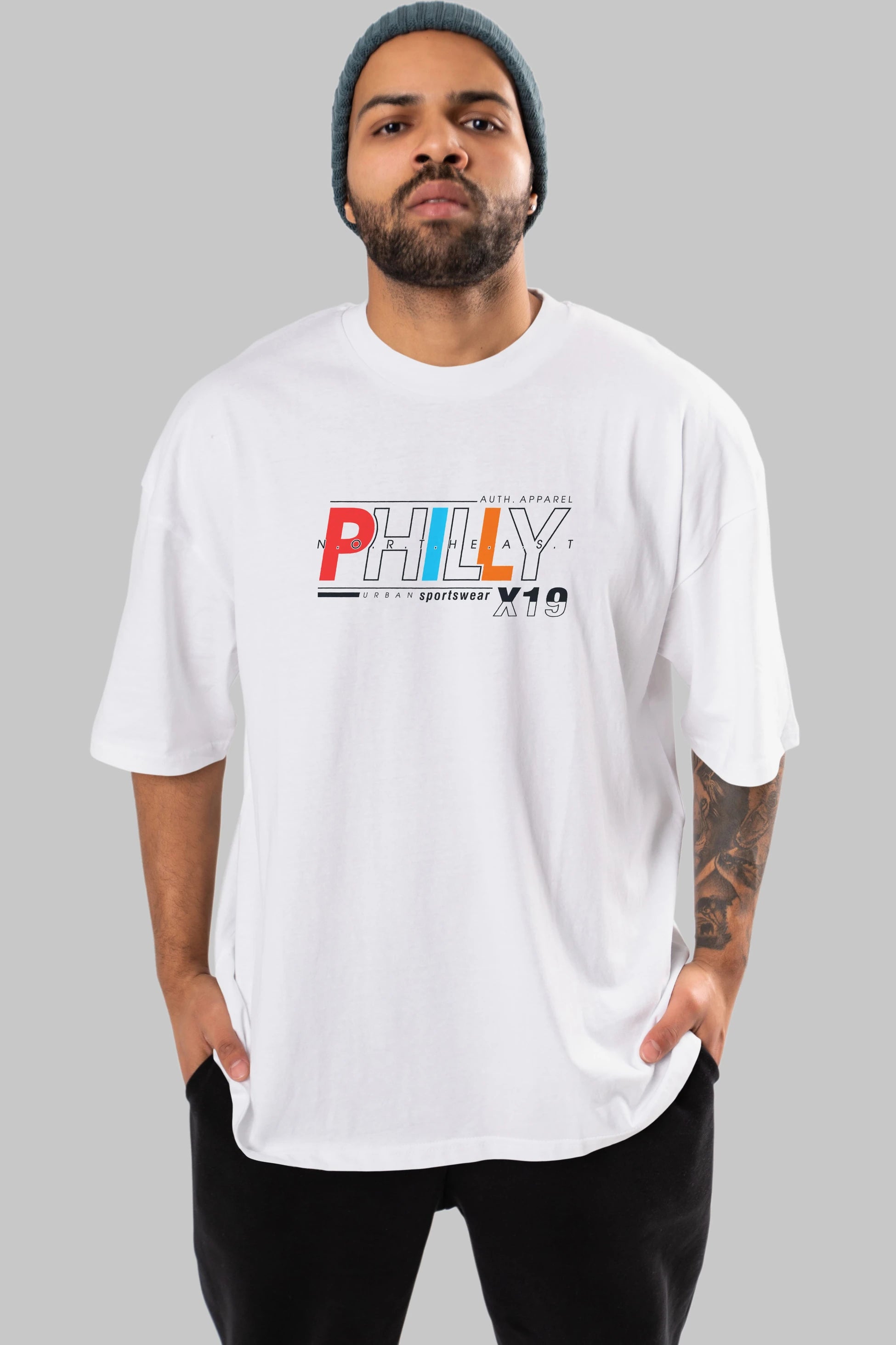 Philly Ön Baskılı Oversize t-shirt Erkek Kadın Unisex