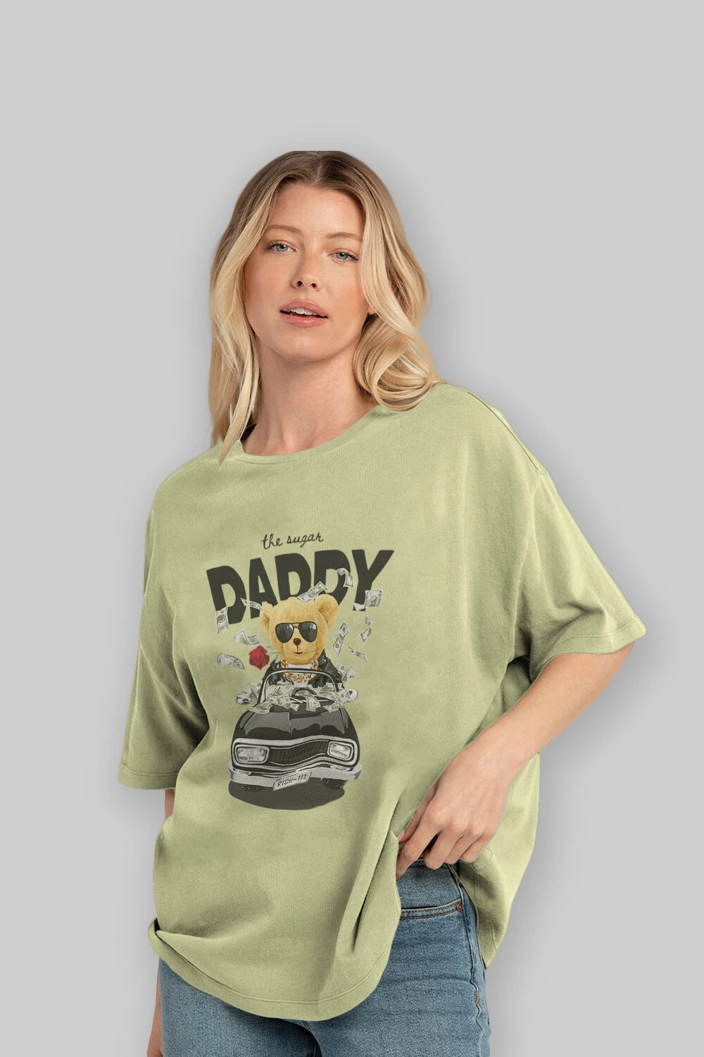 Teddy Bear Daddy Ön Baskılı Oversize t-shirt Erkek Kadın Unisex %100 Pamuk