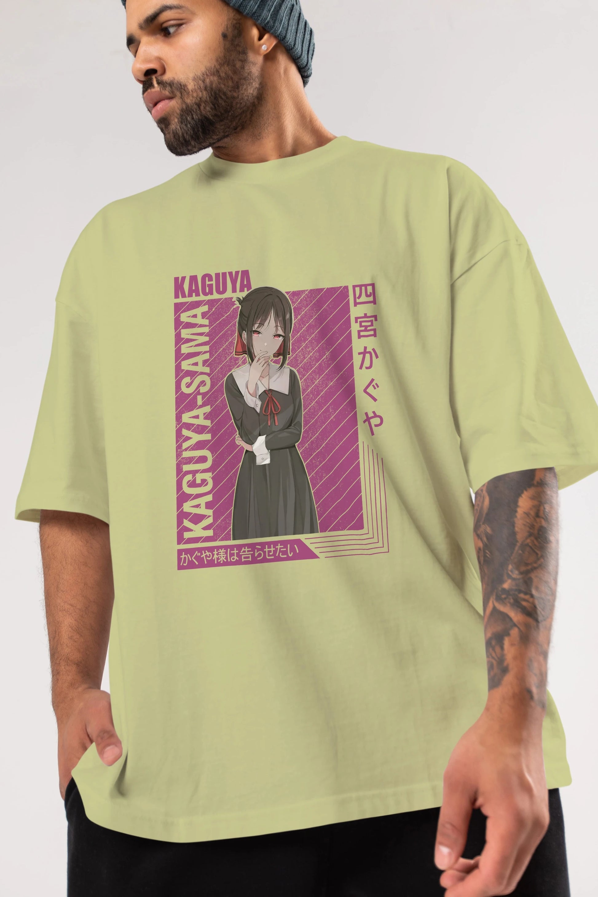 Kaguya Shinomiya 4 1 Anime Ön Baskılı Oversize t-shirt %100 pamuk Erkek Kadın Unisex