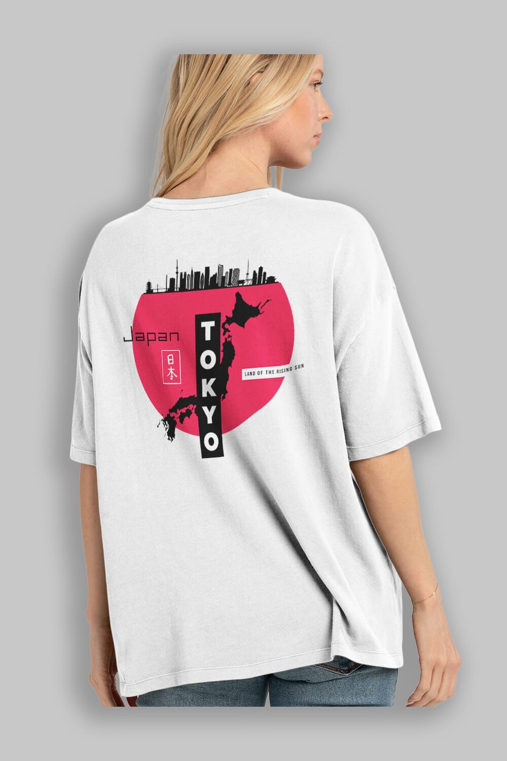 Japan Tokyo Arka Baskılı Oversize t-shirt Erkek Kadın Unisex