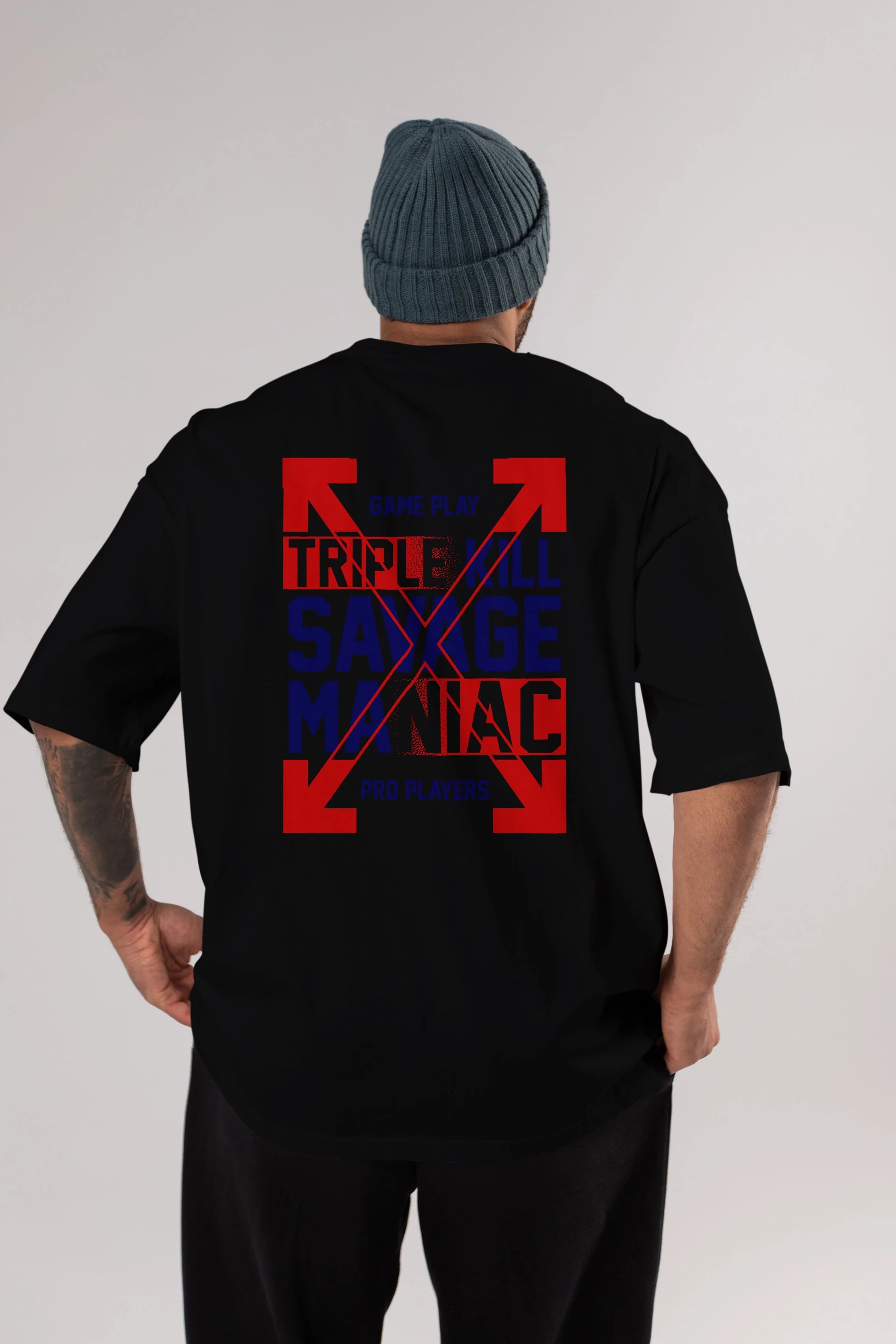 Kill Savage Arka Baskılı Oversize t-shirt Erkek Kadın Unisex