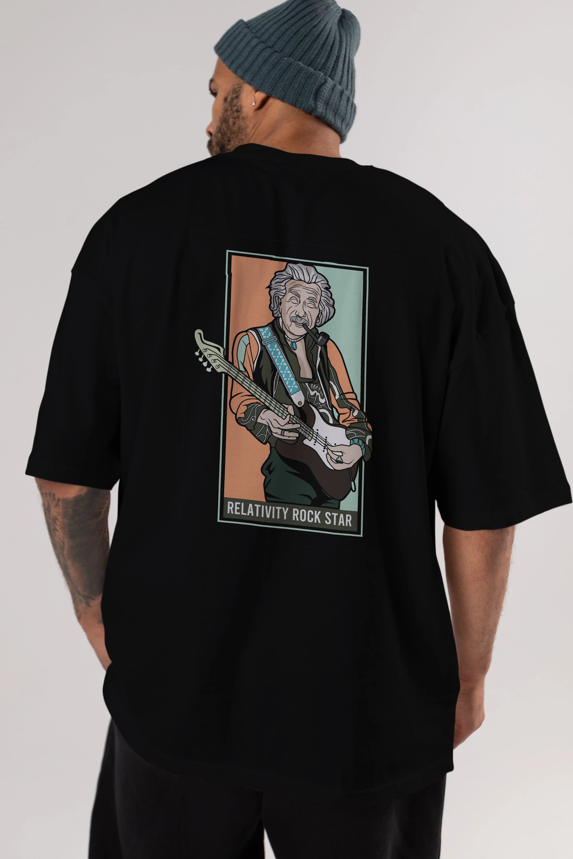 Jimmy Einstein Arka Baskılı Oversize t-shirt Erkek Kadın Unisex %100 Pamuk tişort