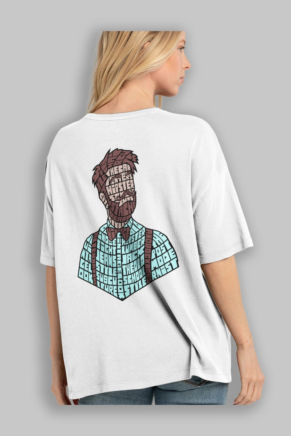 Hipster (2) Arka Baskılı Oversize t-shirt %100 pamuk Erkek Kadın Unisex