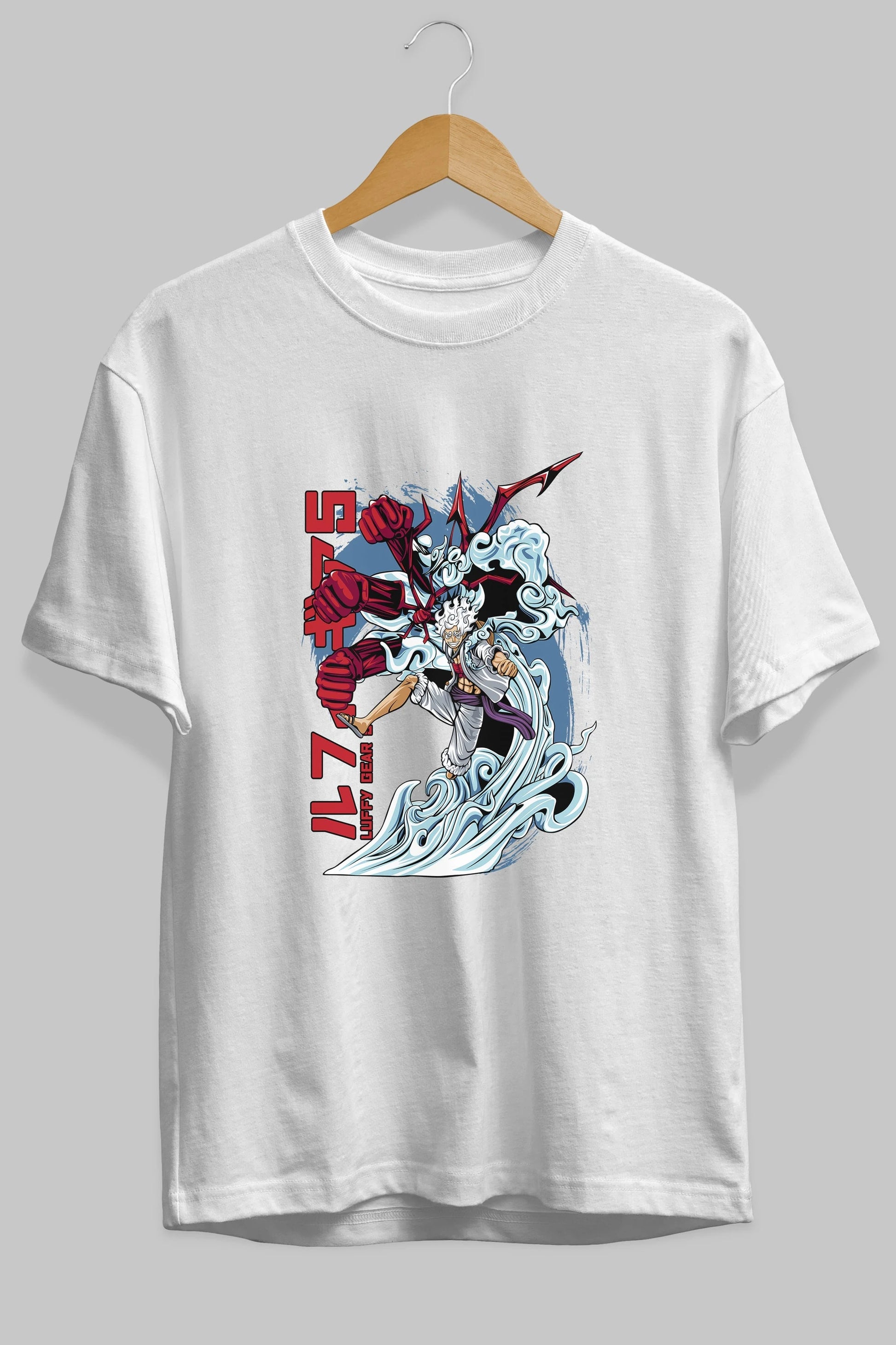 MONKEY D. LUFFY GEAR5 2 Anime Ön Baskılı Oversize t-shirt %100 pamuk Erkek Kadın Unisex
