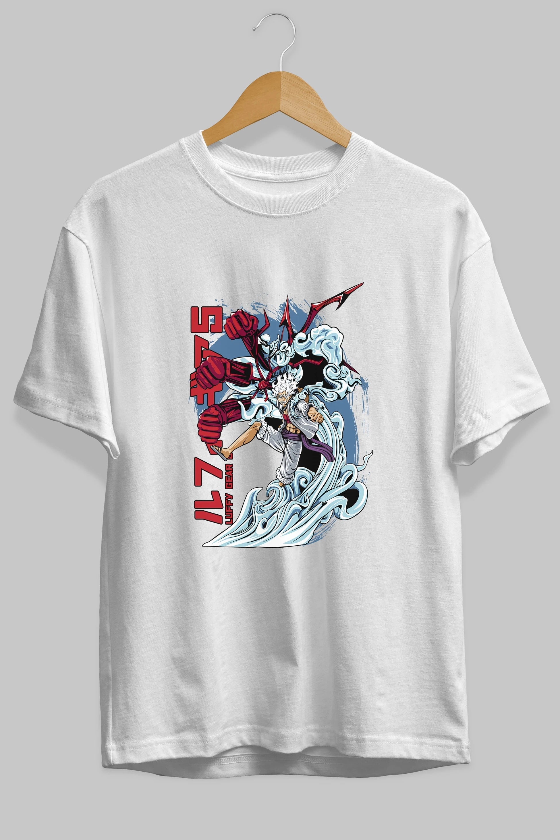 MONKEY D. LUFFY GEAR5 2 Anime Ön Baskılı Oversize t-shirt %100 pamuk Erkek Kadın Unisex