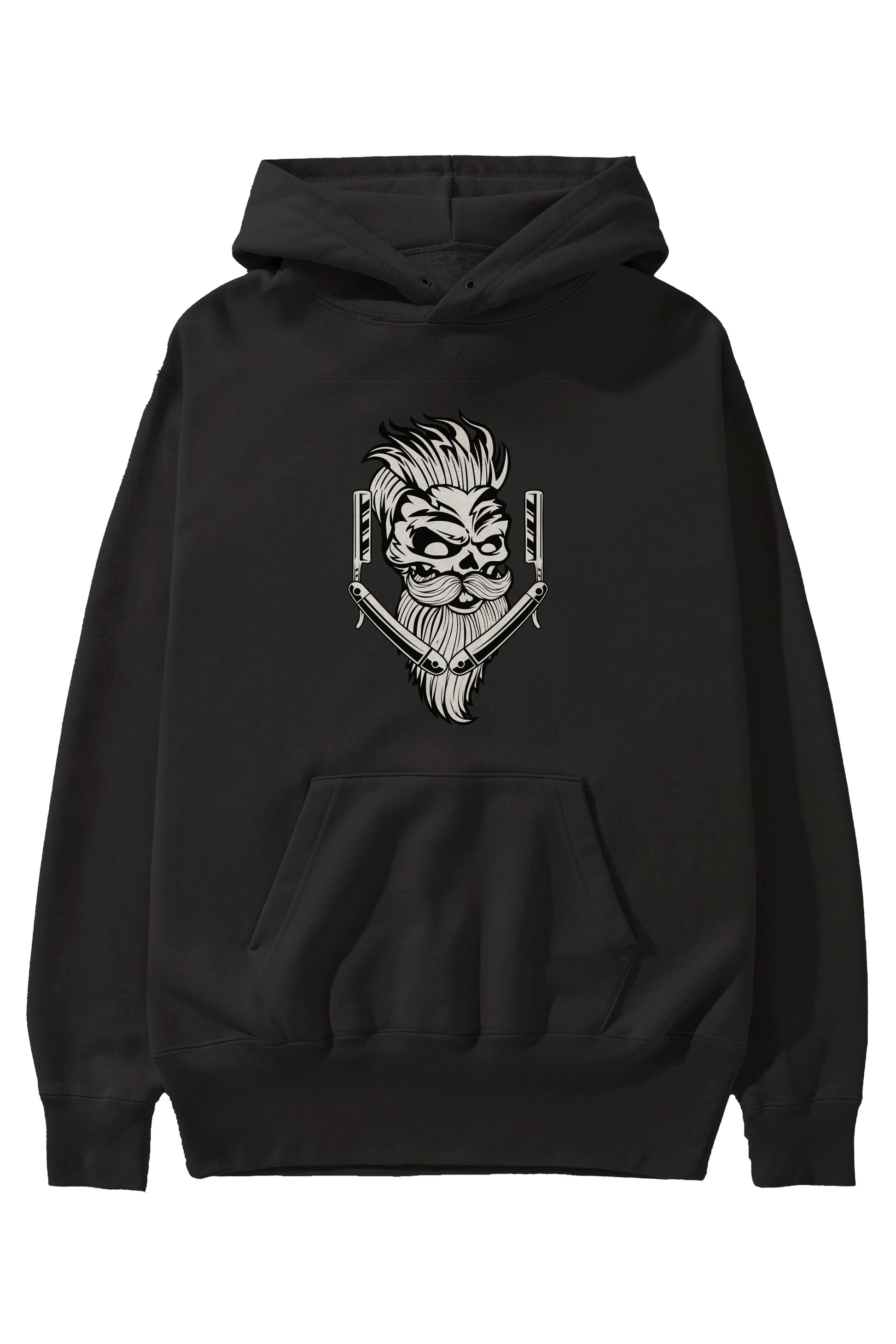 Skull Beard Ön Baskılı Hoodie Oversize Kapüşonlu Sweatshirt Erkek Kadın Unisex