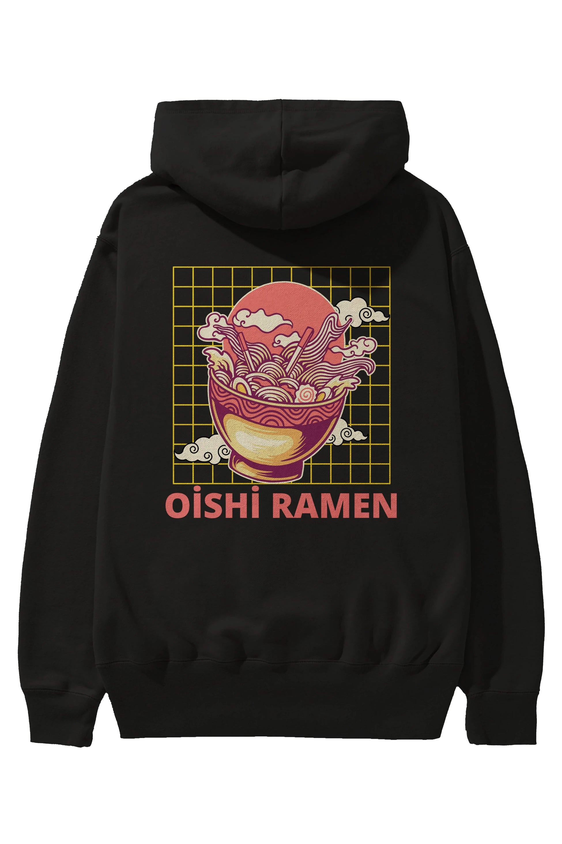 Oishi Ramen Yazılı Arka Baskılı Oversize Hoodie Kapüşonlu Sweatshirt Erkek Kadın Unisex