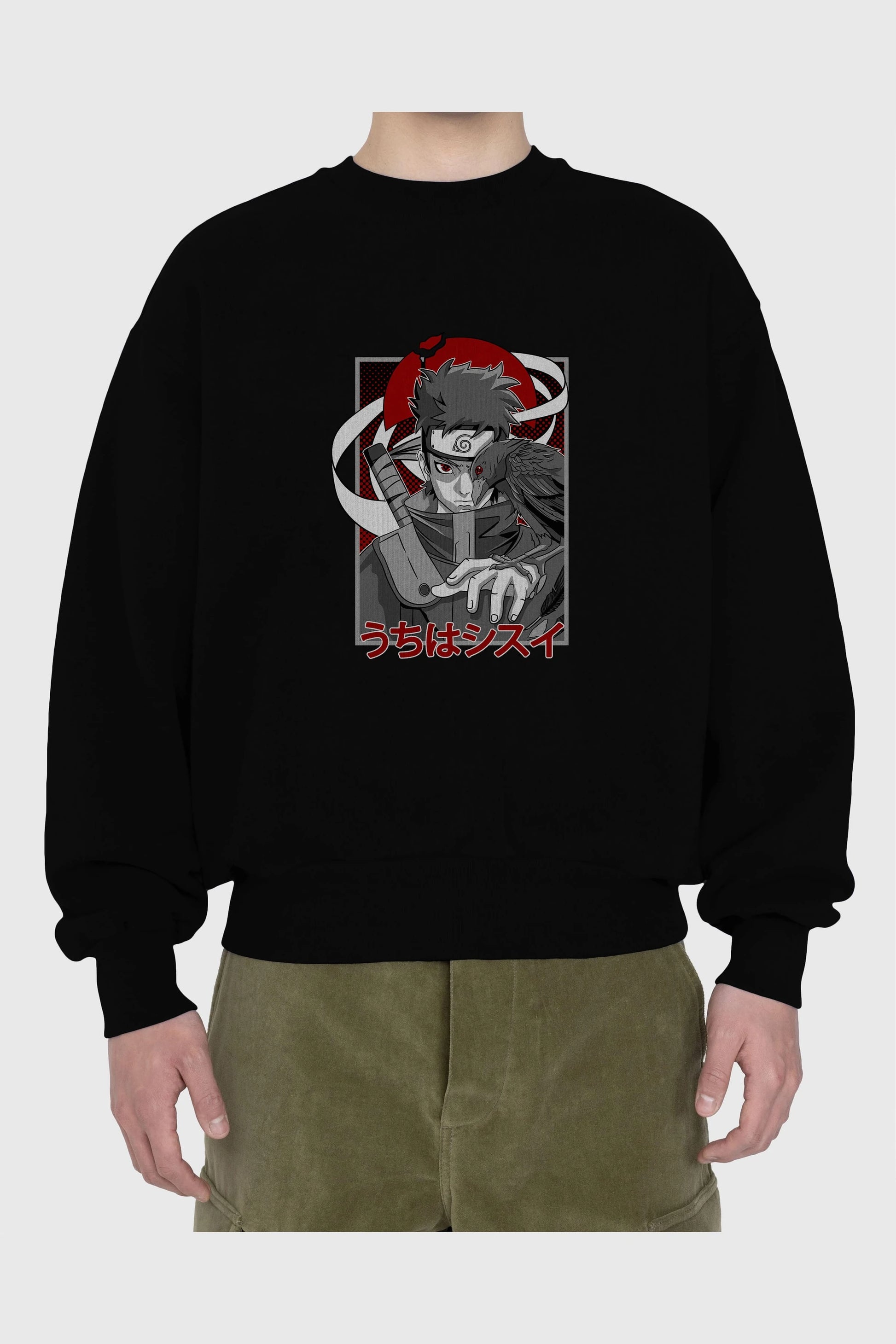 SHISUI UCHIHA NARUTO Anime Ön Baskılı Oversize Sweatshirt Erkek Kadın Unisex
