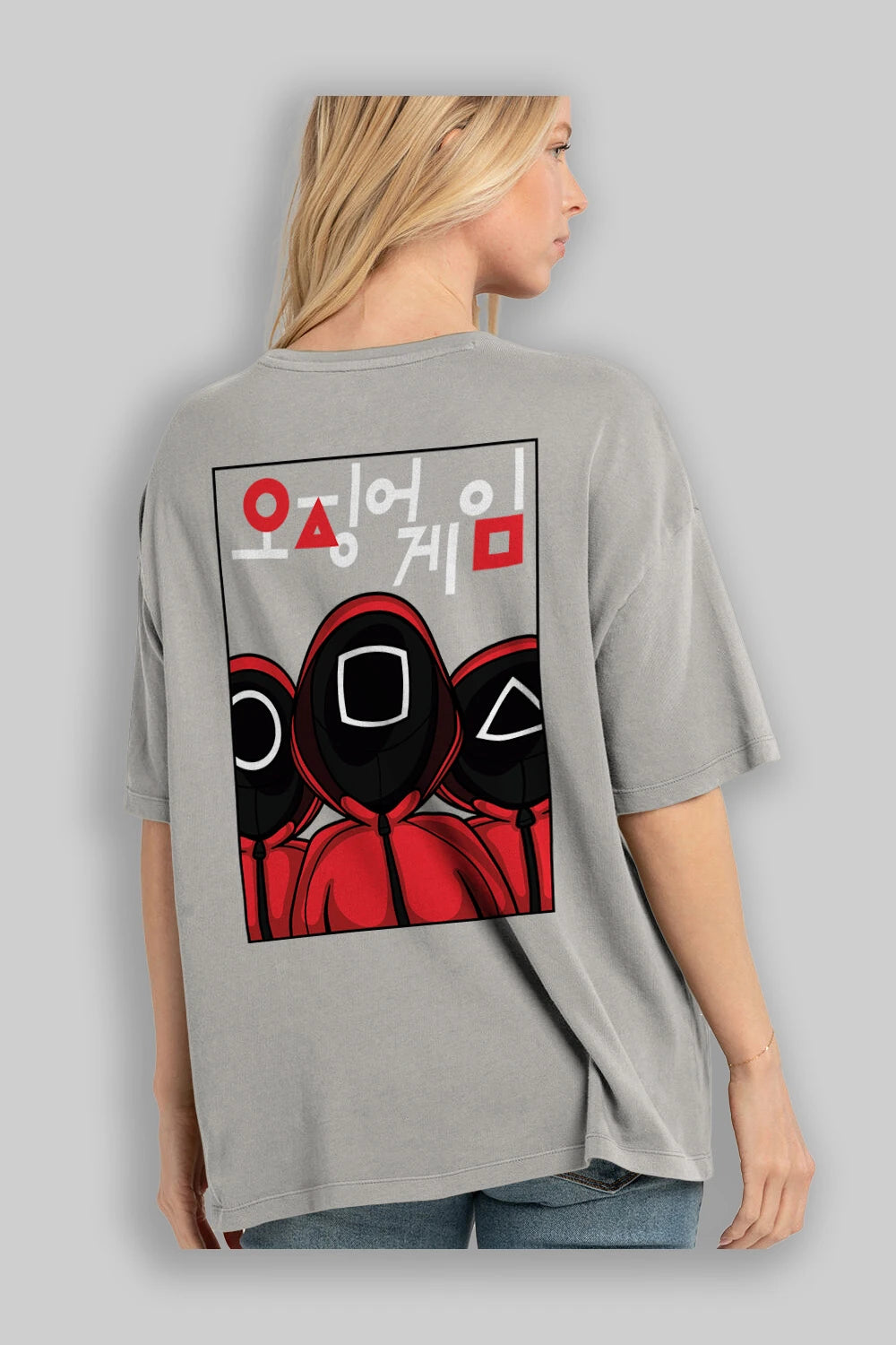 Squid Game (7) Arka Baskılı Oversize t-shirt Erkek Kadın Unisex %100 Pamuk Bisiklet Yaka tişort