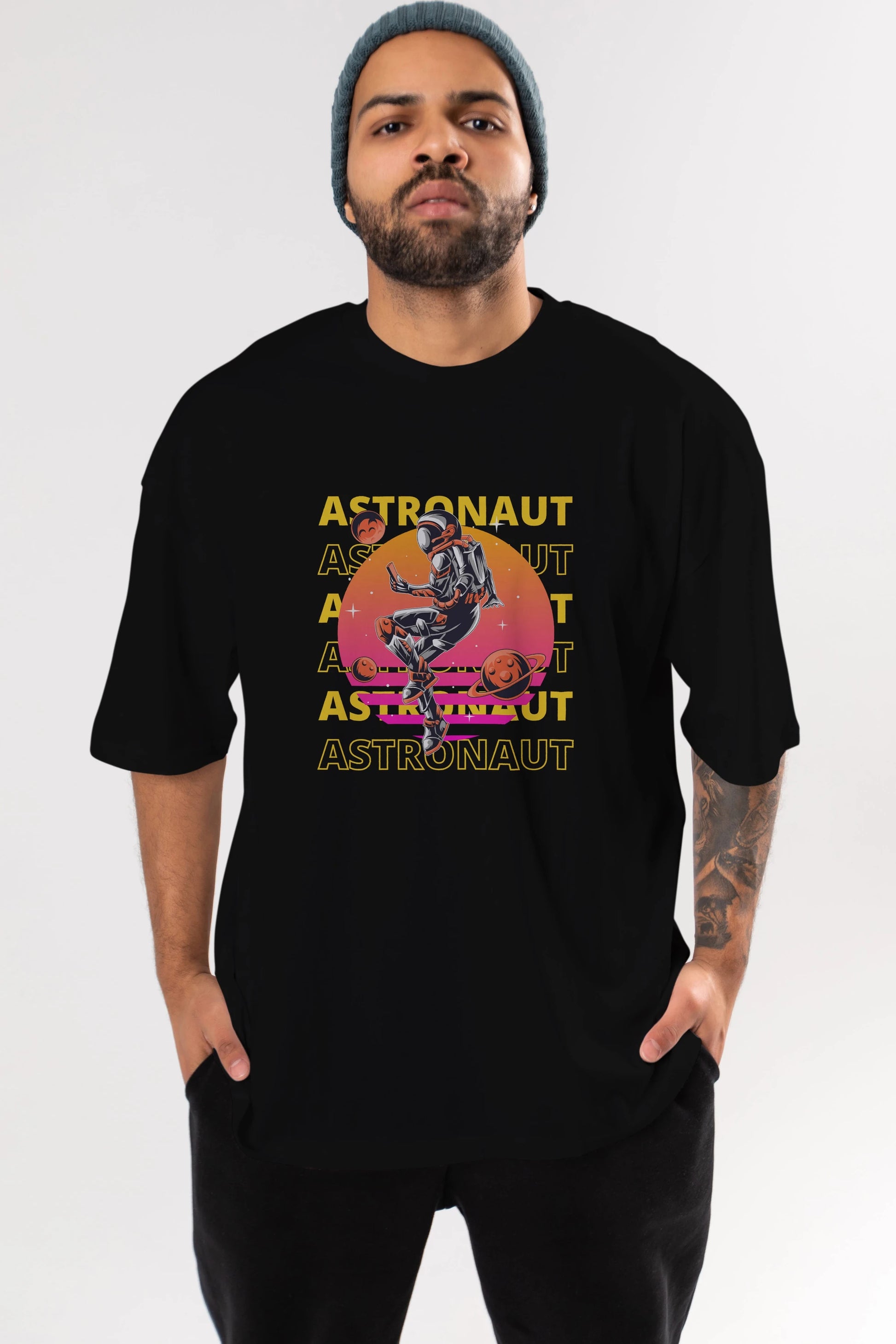 Astronaut Streetwear 2 Ön Baskılı Oversize t-shirt Erkek Kadın Unisex