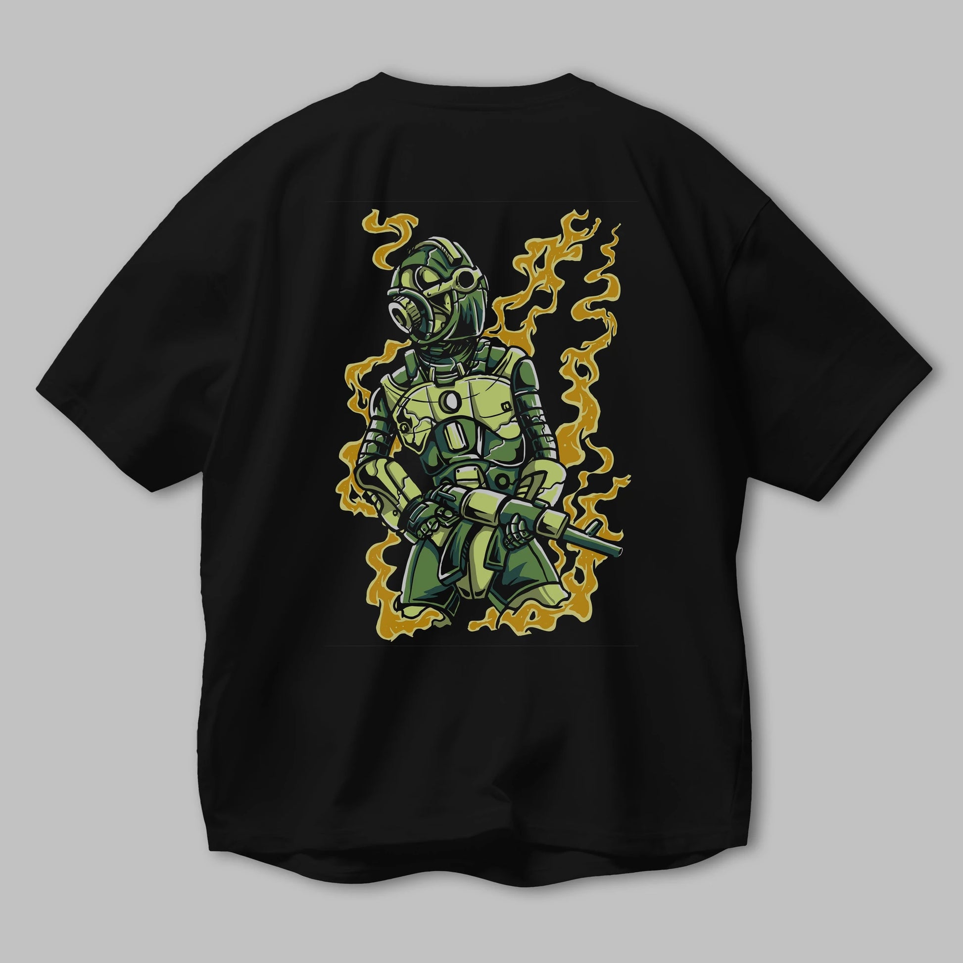 Robot Soldier Arka Baskılı Oversize t-shirt Erkek Kadın Unisex %100 Pamuk