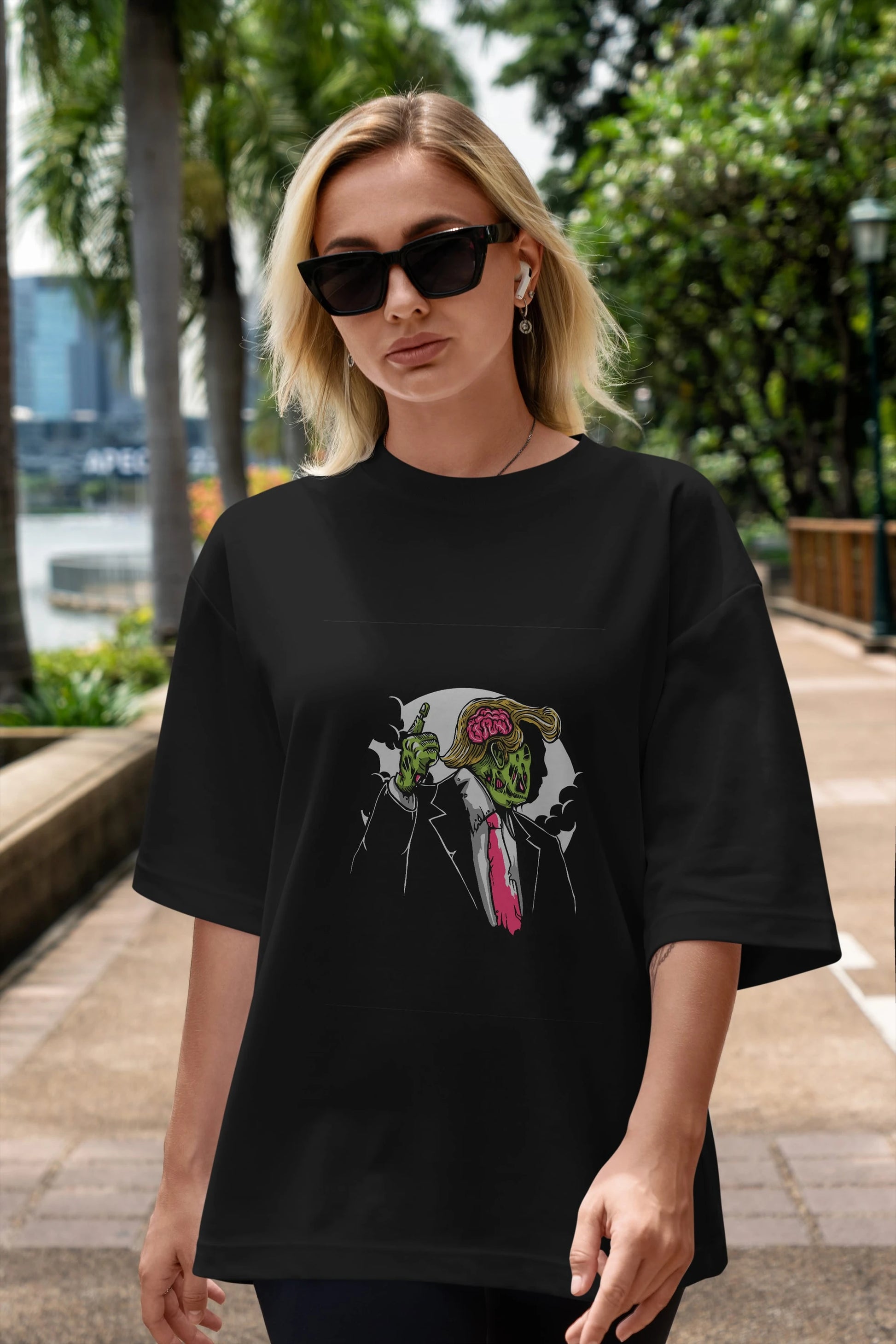 Make Zombie Great Again Ön Baskılı Oversize t-shirt Erkek Kadın Unisex %100 Pamuk tişort