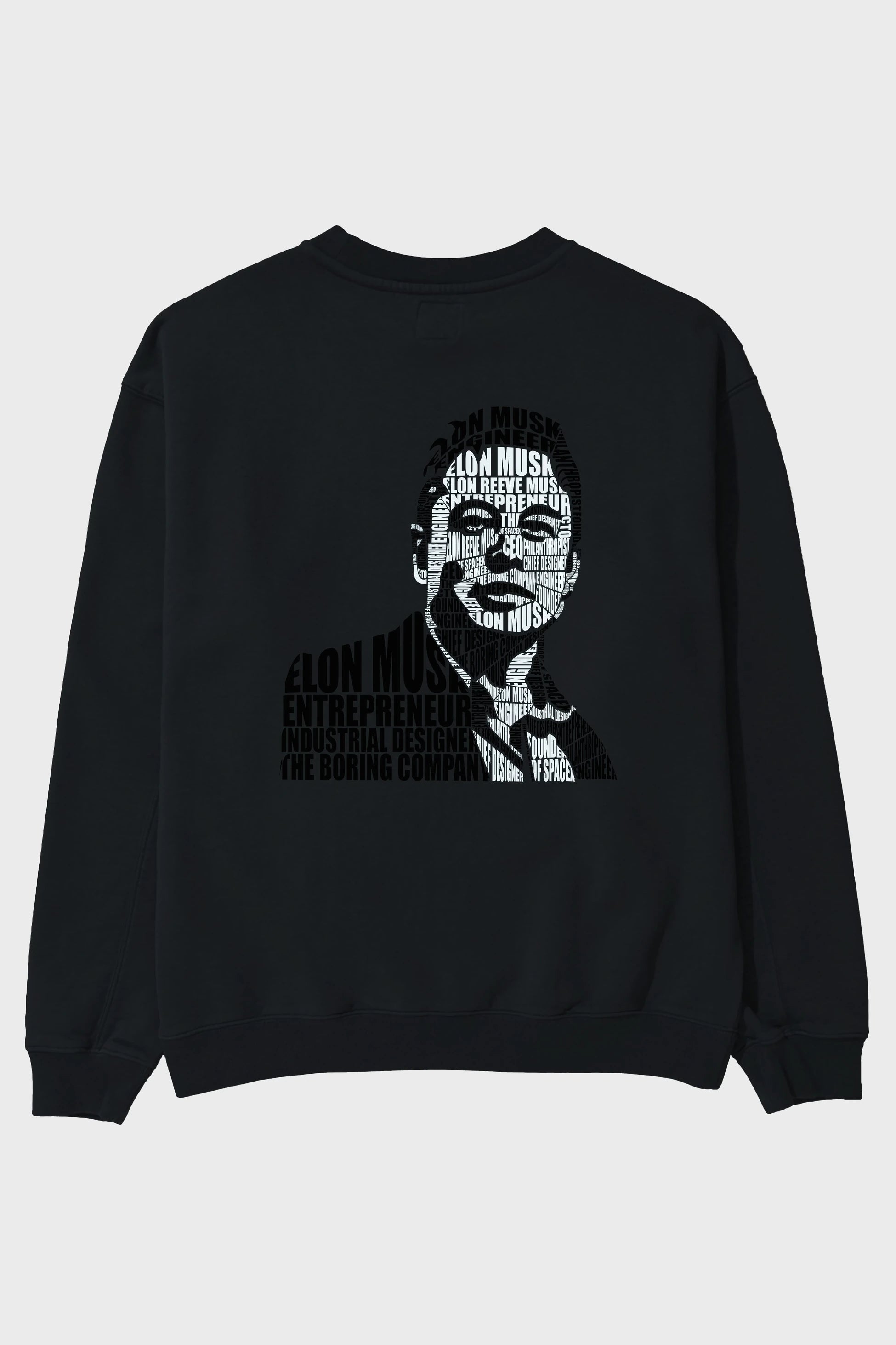 Elon Musk Calligram Arka Baskılı Oversize Sweatshirt Erkek Kadın Unisex