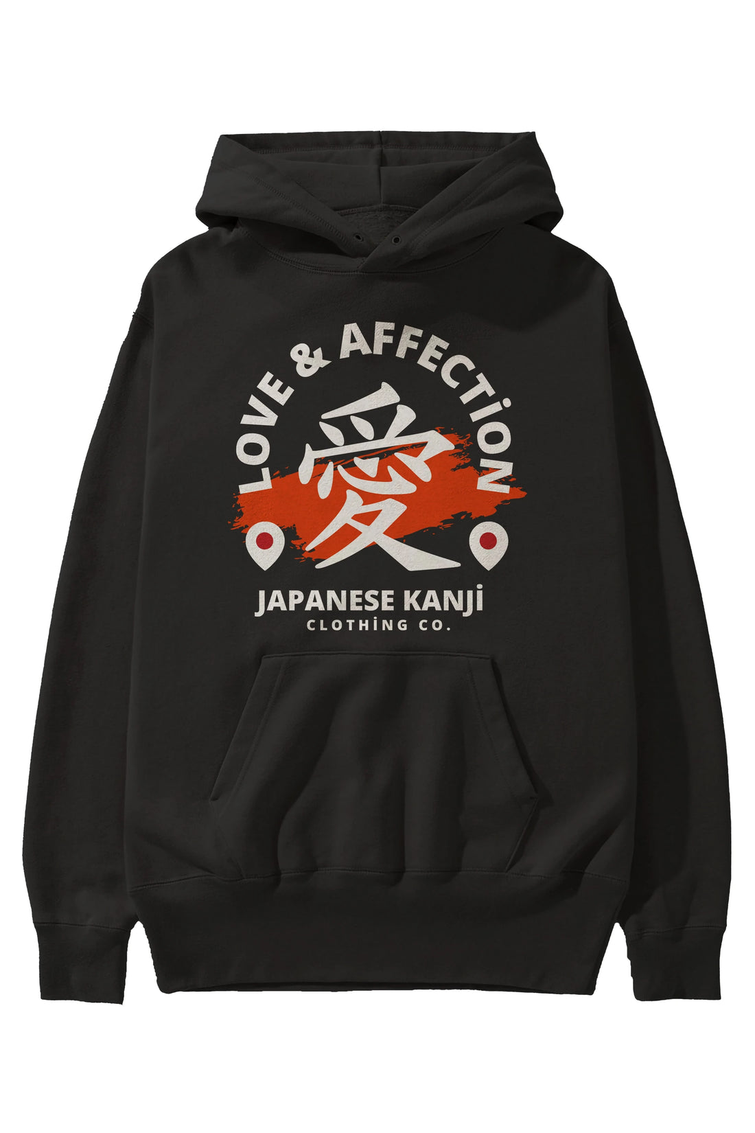 Love Affection Japanese Yazılı Ön Baskılı Oversize Hoodie Kapüşonlu Sweatshirt Erkek Kadın Unisex