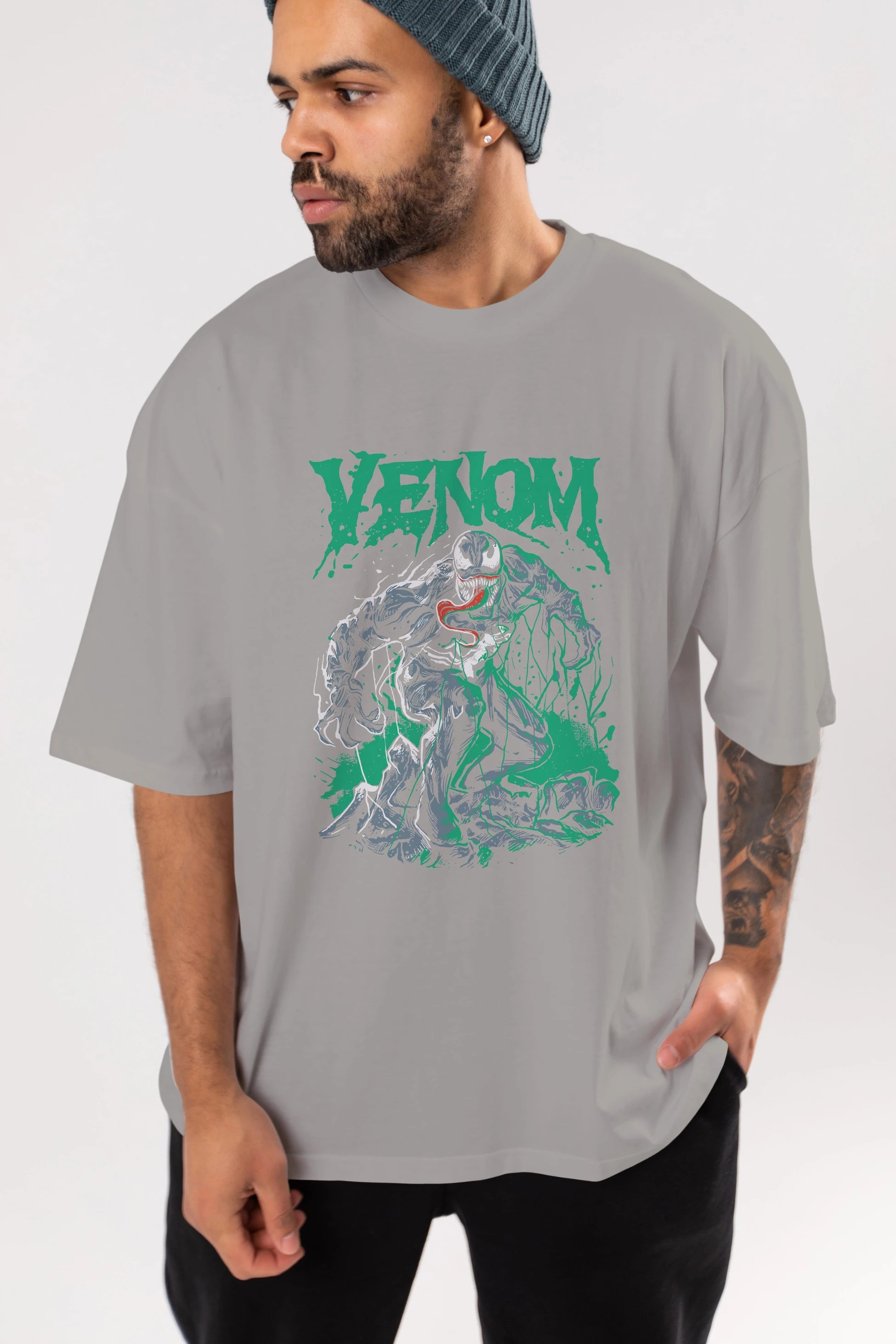 Venom (3) Ön Baskılı Oversize t-shirt Erkek Kadın Unisex %100 Pamuk Bisiklet Yaka tişort
