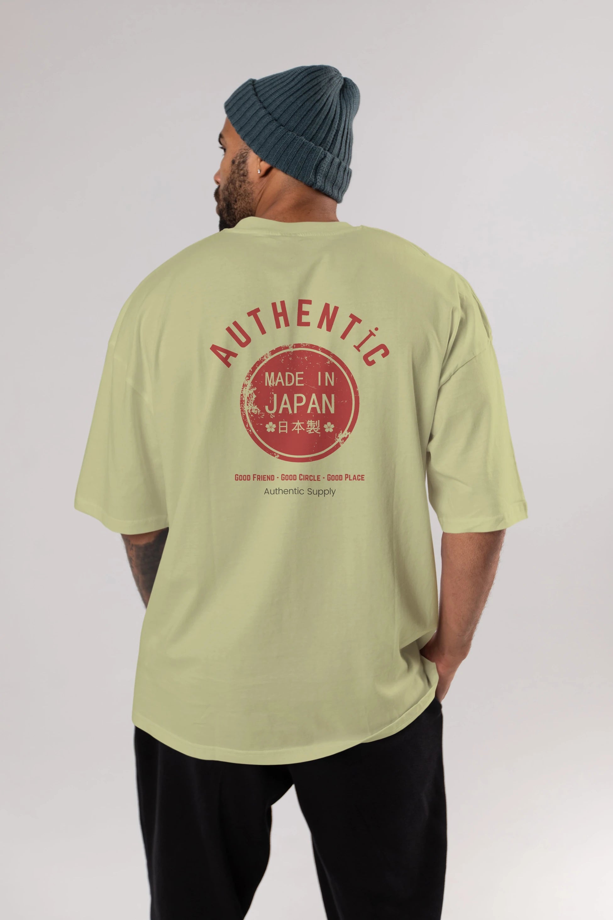 Authentic Japan Style Arka Baskılı Oversize t-shirt Erkek Kadın Unisex