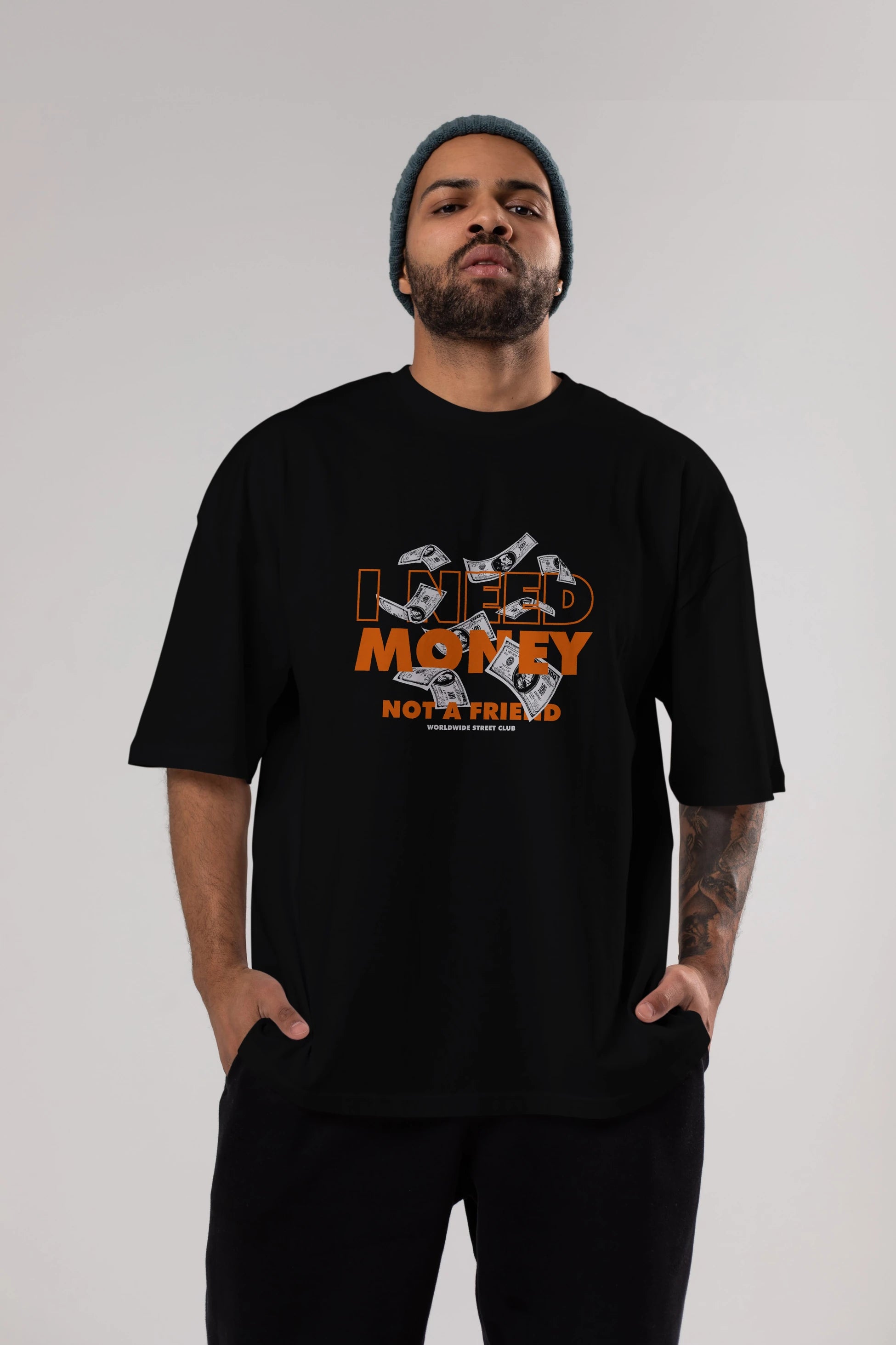 I Need Money Ön Baskılı Oversize t-shirt Erkek Kadın Unisex