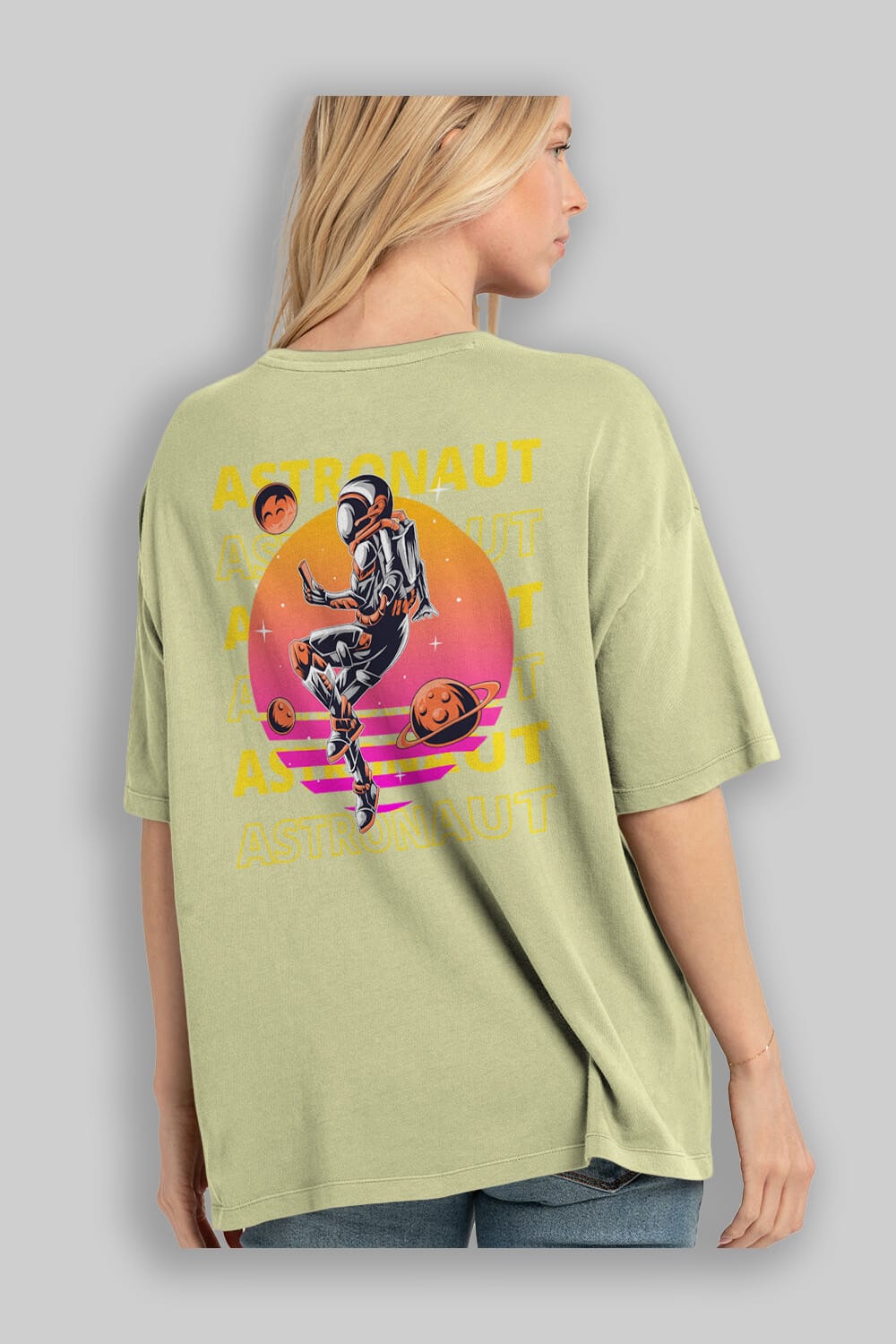 Astronaut Streetwear 2 Arka Baskılı Oversize t-shirt Erkek Kadın Unisex