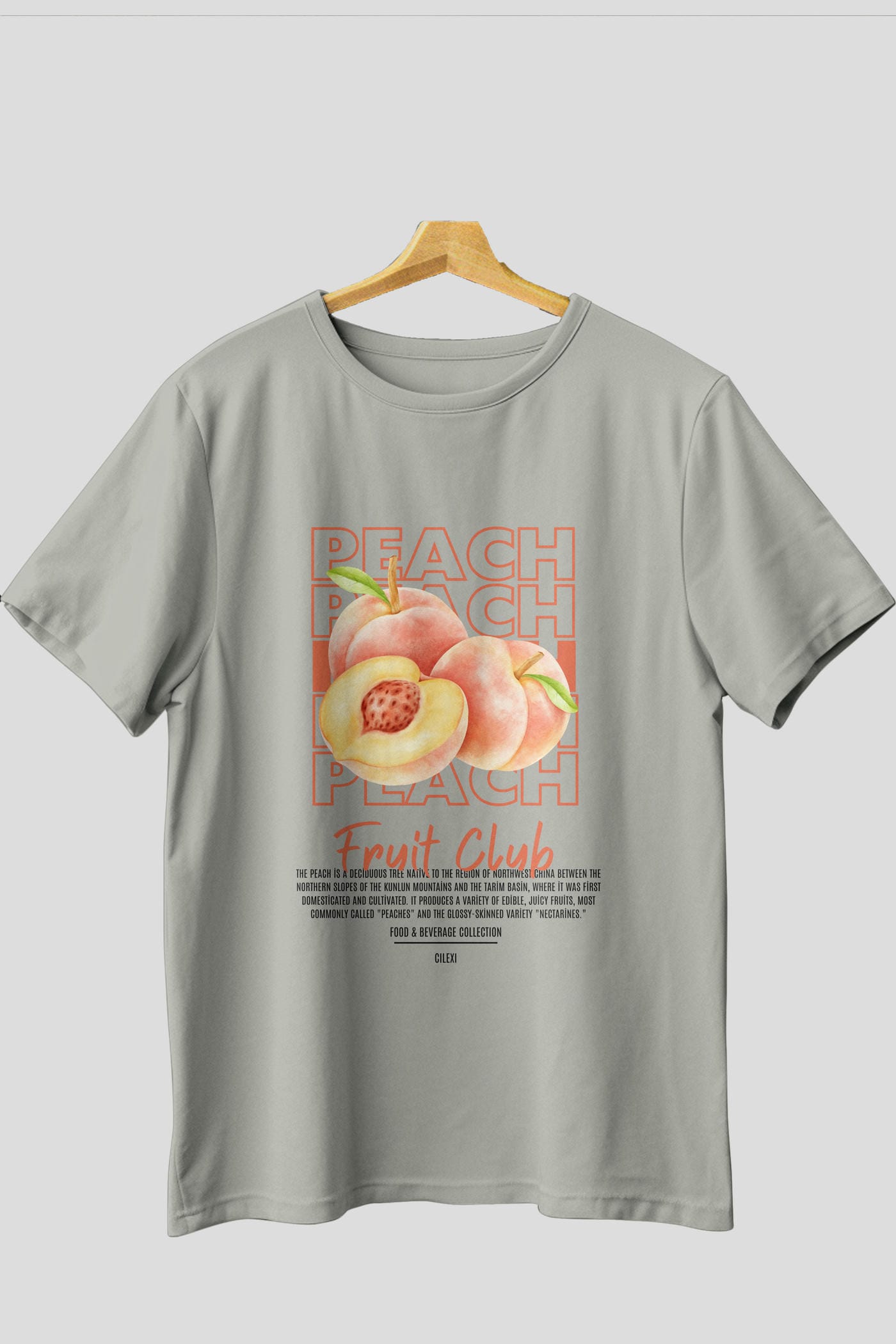 Peach Ön Baskılı Oversize t-shirt Erkek Kadın Pamuk Bisiklet Yaka tişort