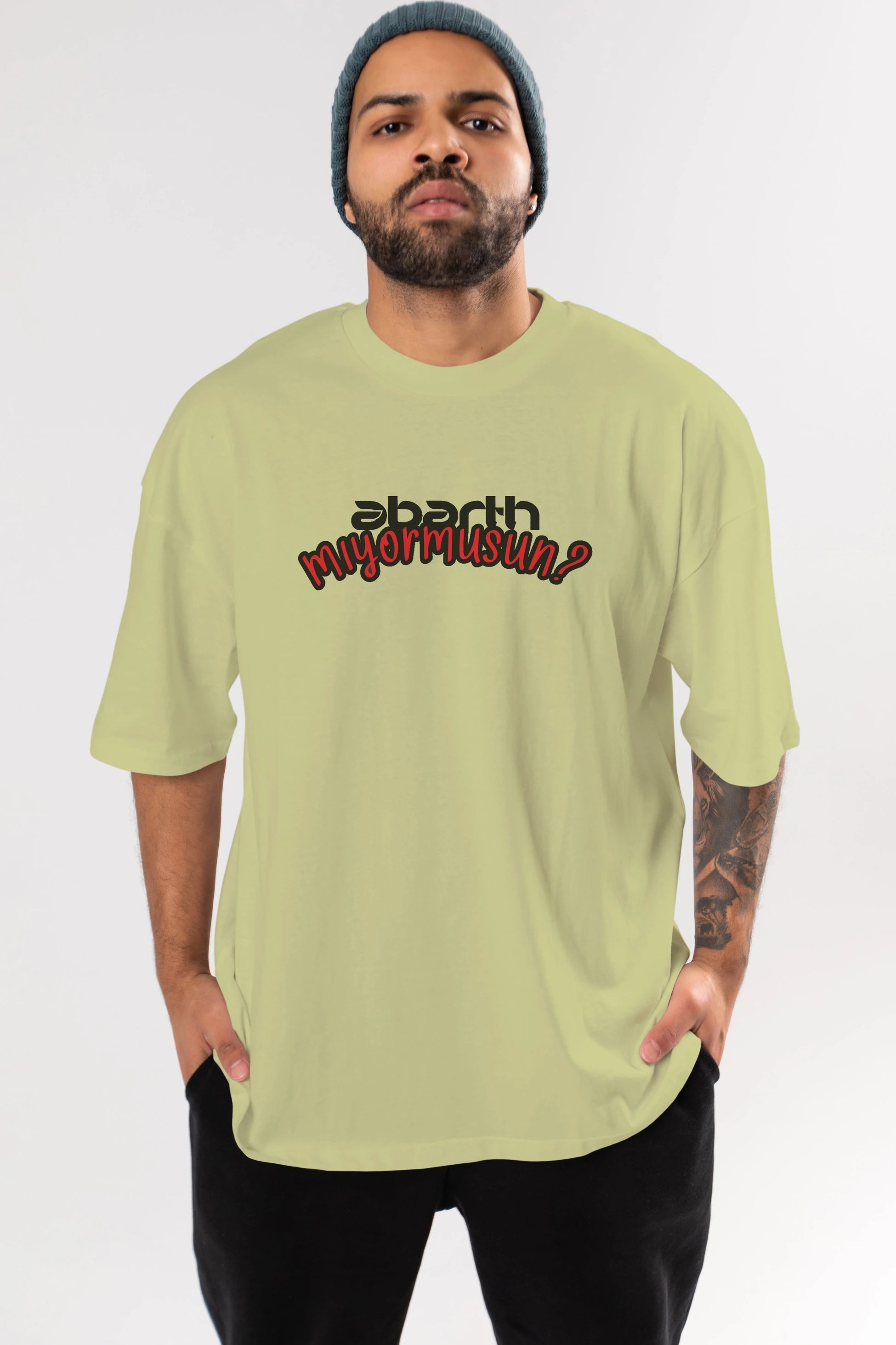 Abarth  Mıyormusun Ön Baskılı Oversize t-shirt %100 pamuk Erkek Kadın Unisex