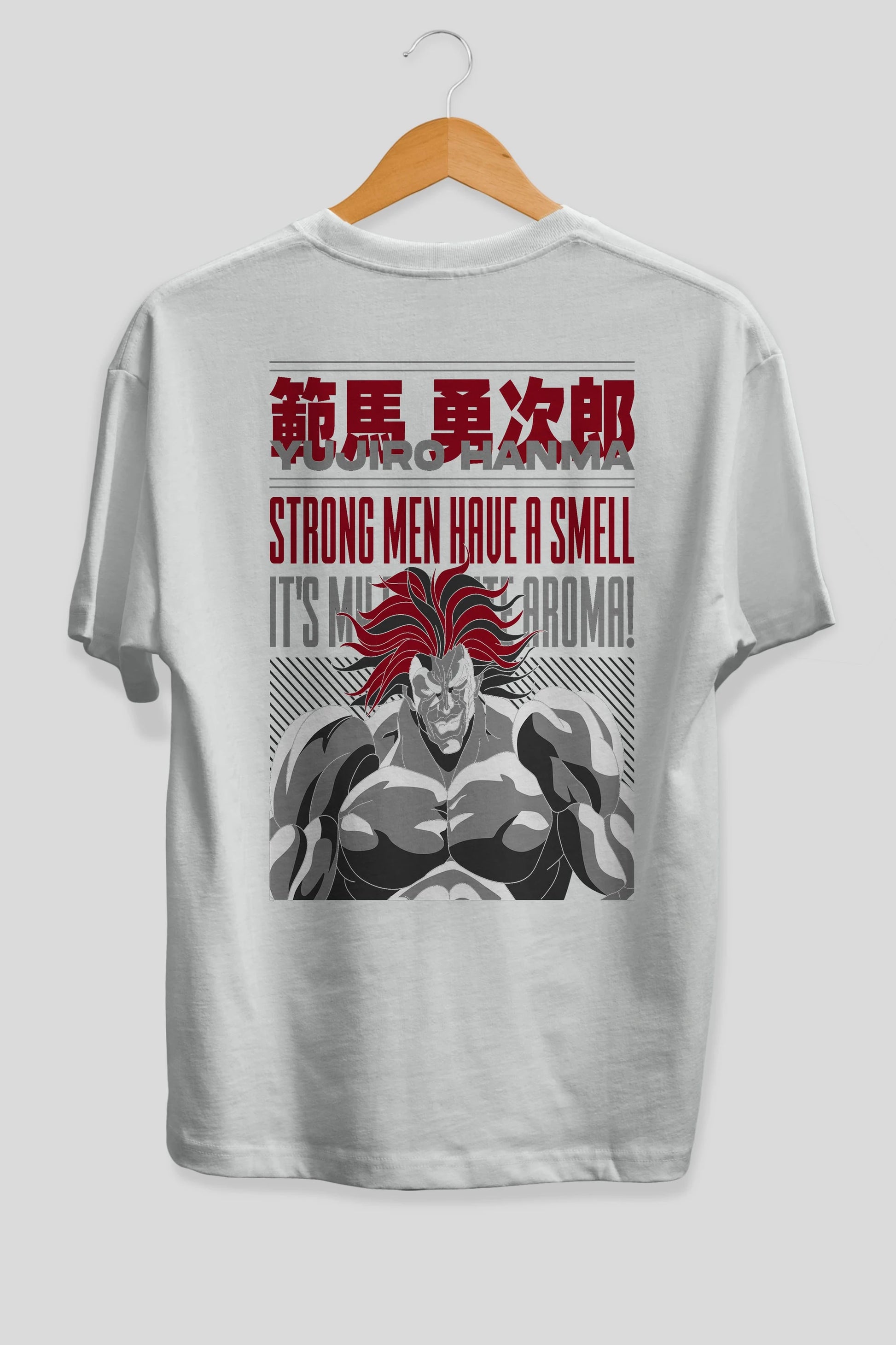 YUJIRO HANMA Anime Arka Baskılı Oversize t-shirt Erkek Kadın Unisex