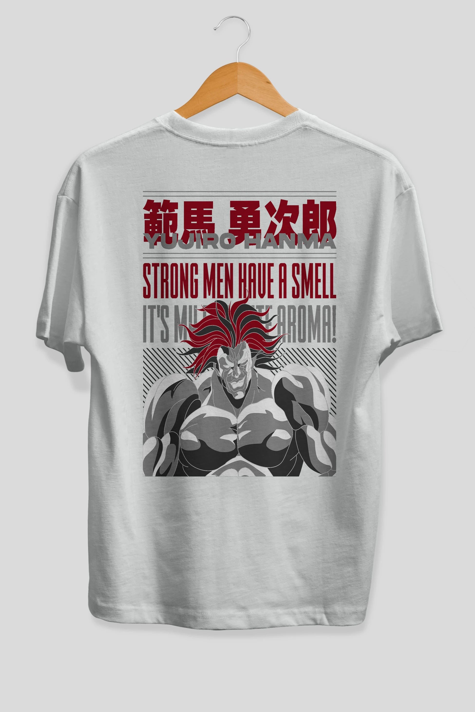 YUJIRO HANMA Anime Arka Baskılı Oversize t-shirt Erkek Kadın Unisex