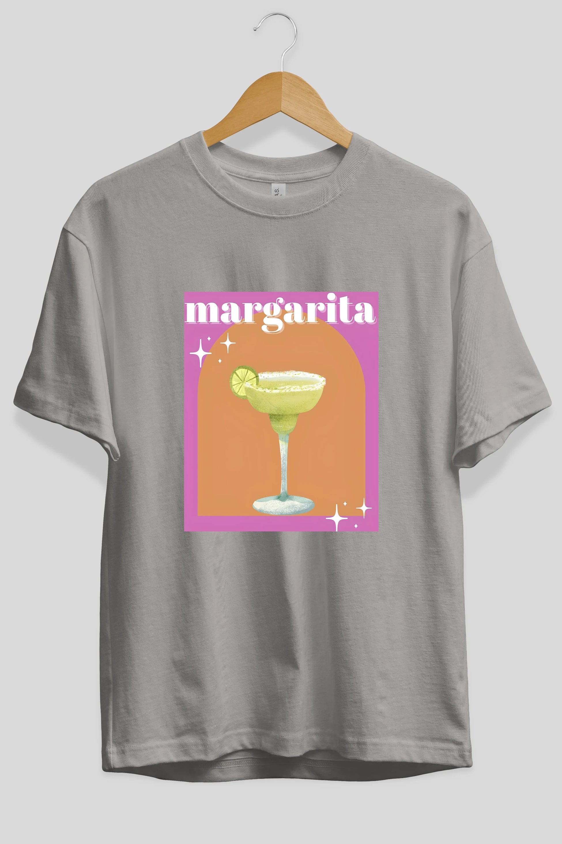Margarita 7 Ön Baskılı Oversize t-shirt Erkek Kadın Unisex %100 Pamuk Bisiklet Yaka tişort