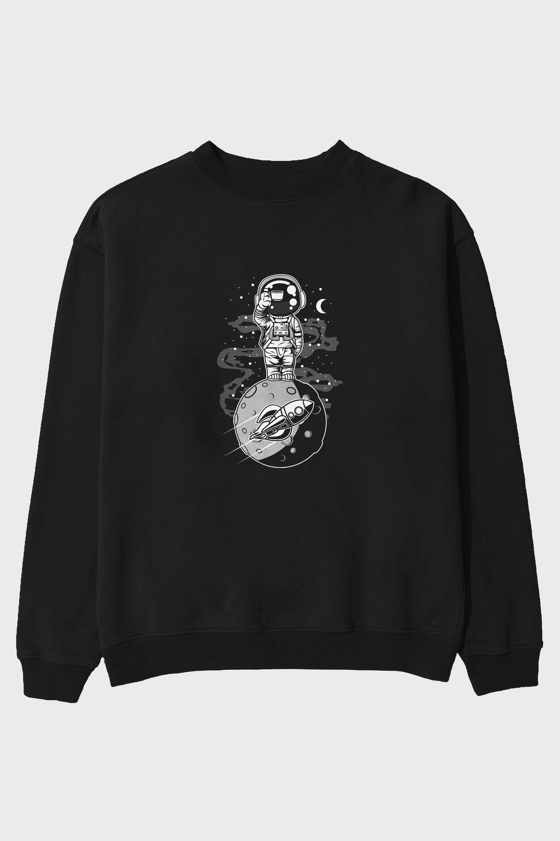 Astronaut Standing On The Moon Ön Baskılı Oversize Sweatshirt Erkek Kadın Unisex