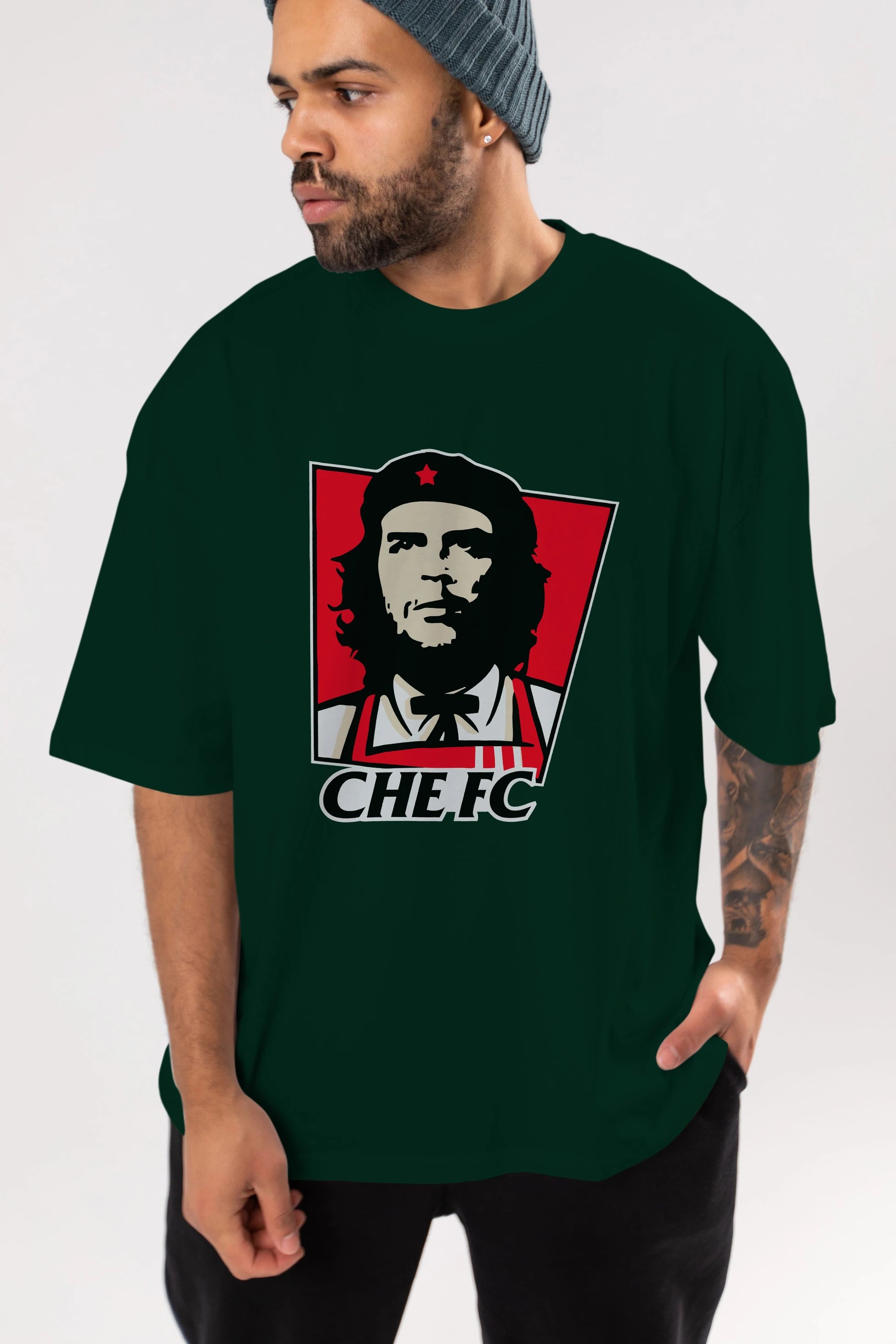 Che FC Ön Baskılı Oversize t-shirt Erkek Kadın Unisex %100 Pamuk Bisiklet Yaka tişort
