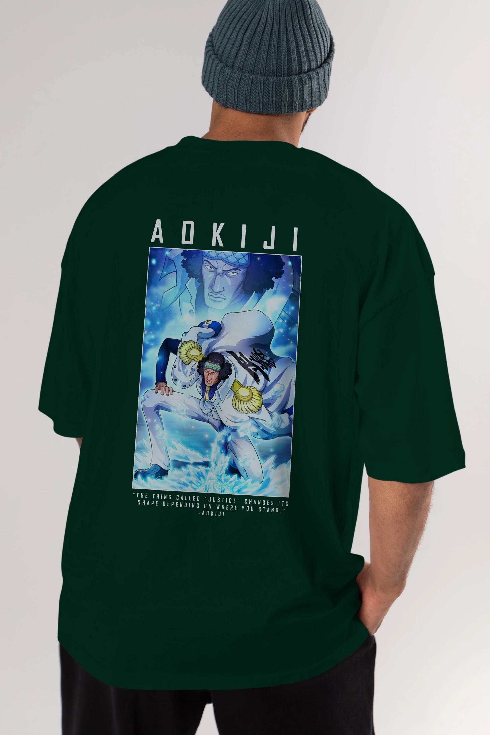 Kuzan Anime Arka Baskılı Oversize t-shirt Erkek Kadın Unisex %100 pamuk tişort
