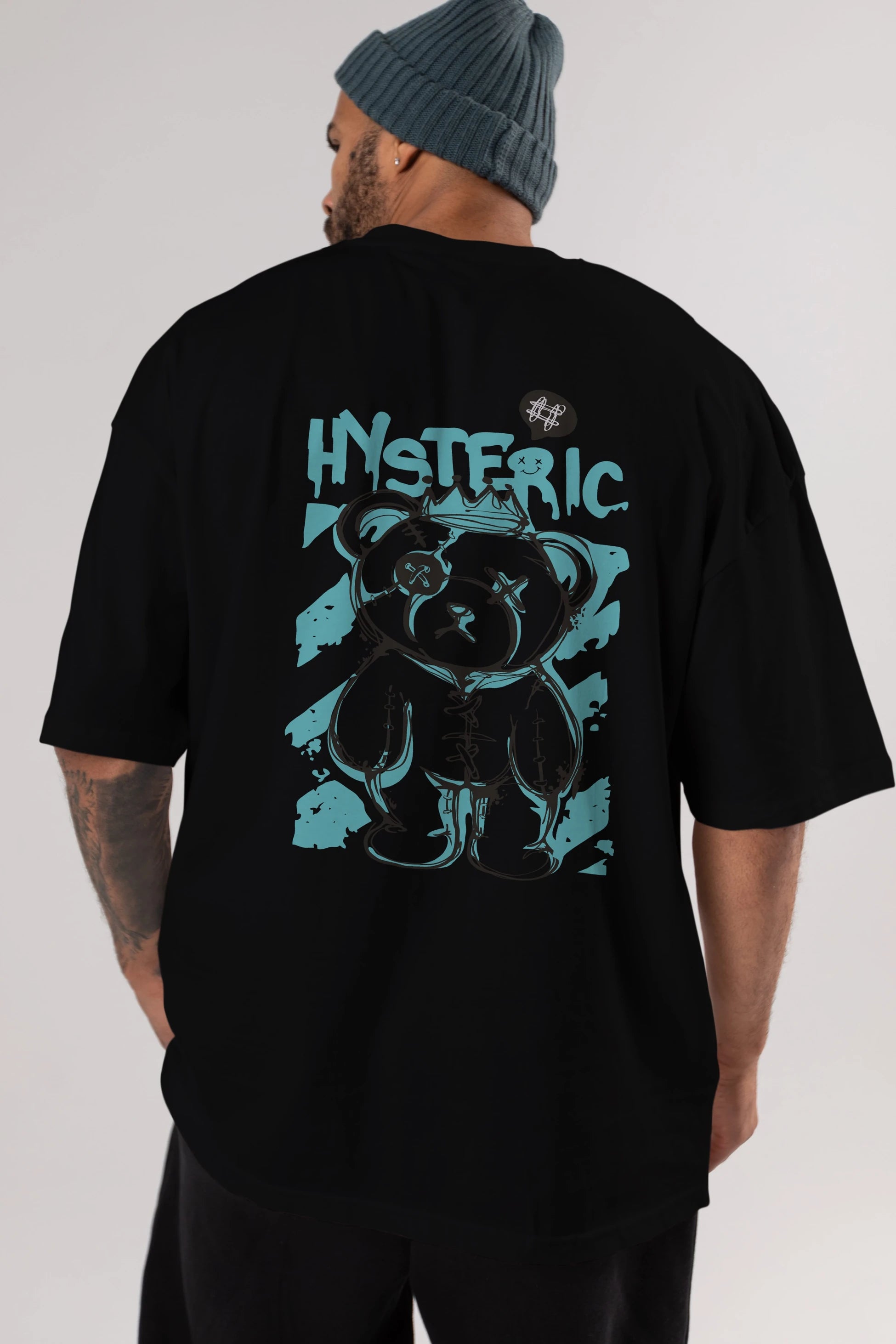 Hysteric Bear Arka Baskılı Oversize t-shirt Erkek Kadın Unisex