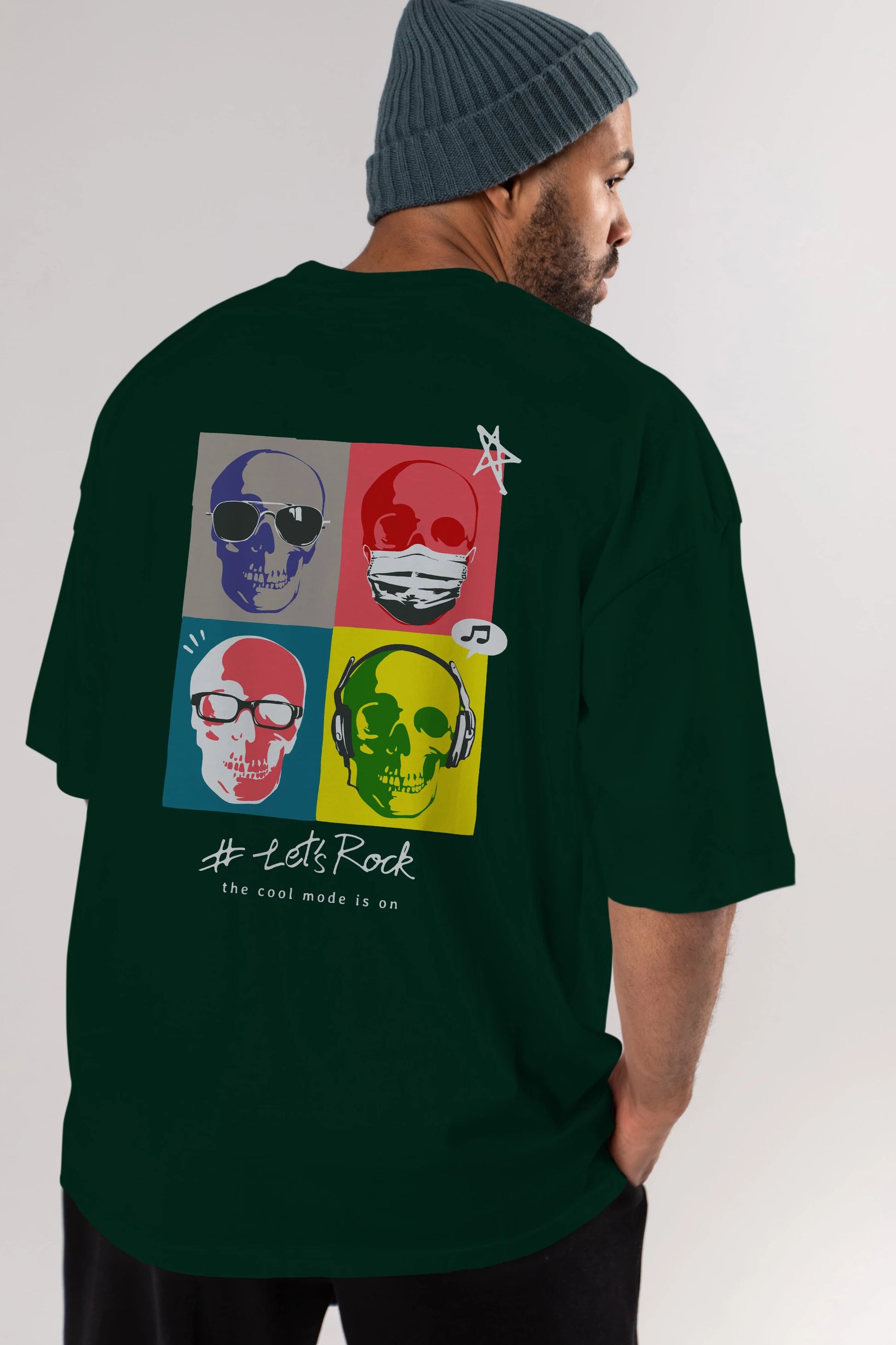 Lets Rock Arka Baskılı Oversize t-shirt Erkek Kadın Unisex