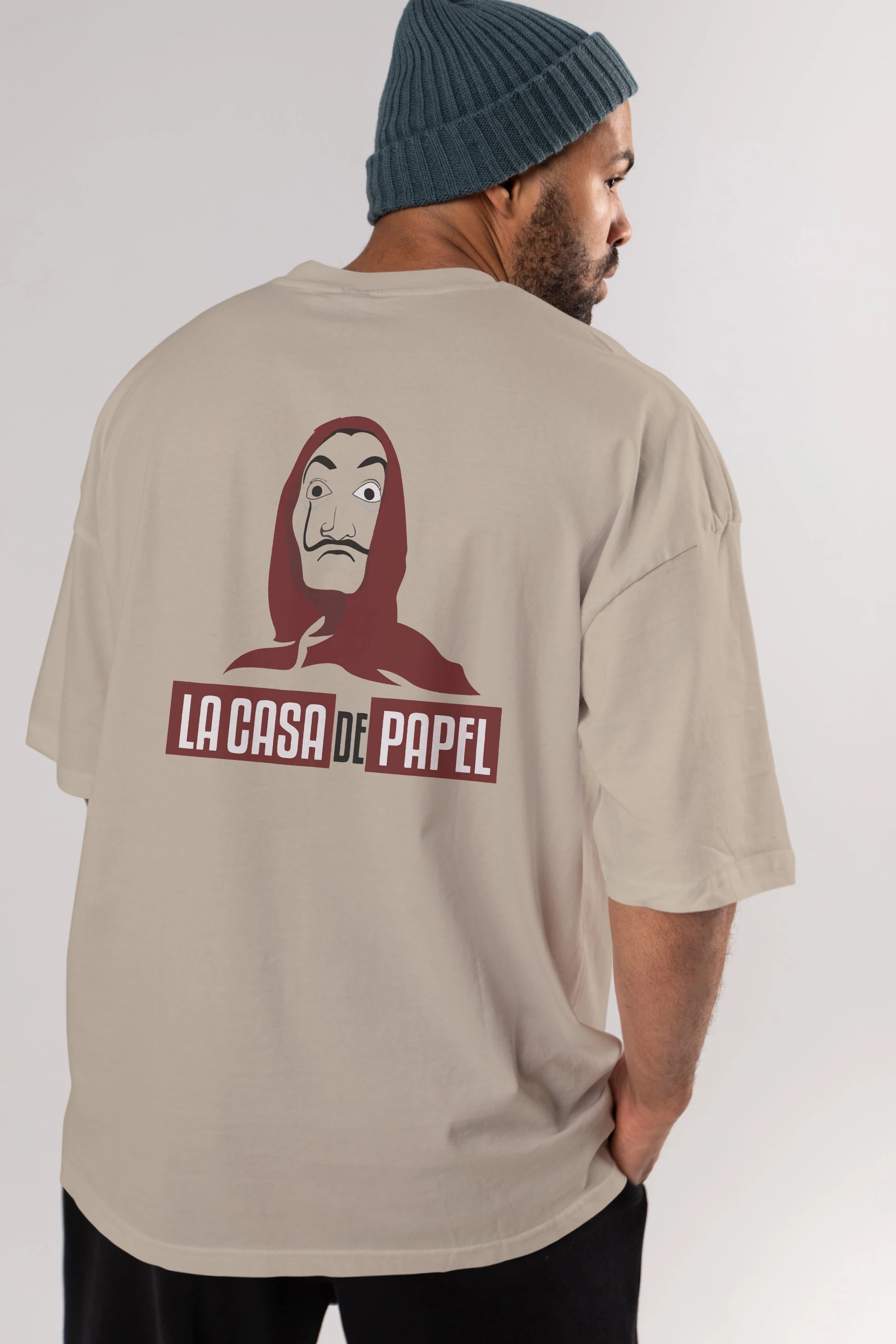 La Casa De Papel (1) Arka Baskılı Oversize t-shirt Erkek Kadın Unisex %100 Pamuk Bisiklet Yaka tişort
