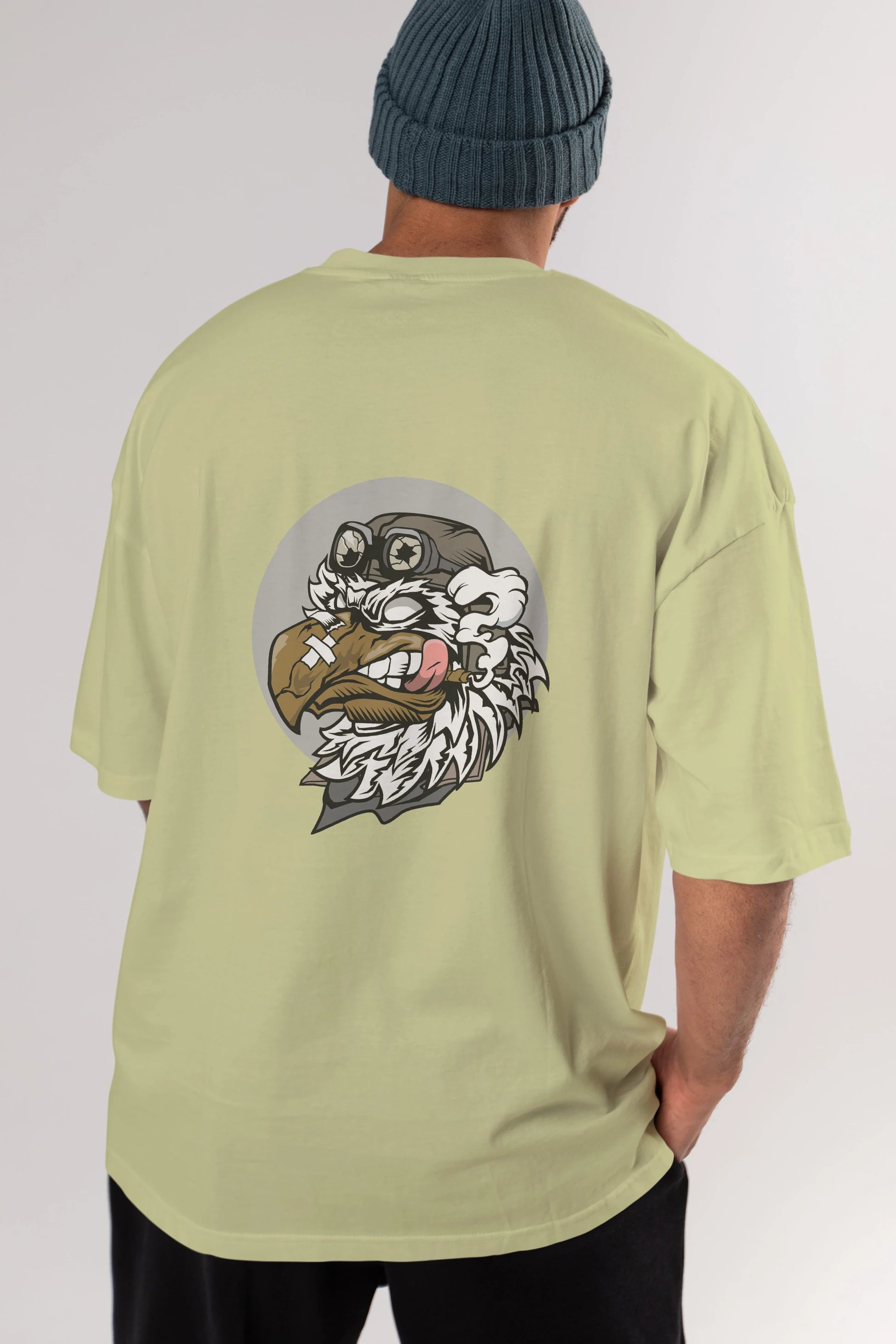 Bird Pilot Arka Baskılı Oversize t-shirt Erkek Kadın Unisex %100 Pamuk tişort
