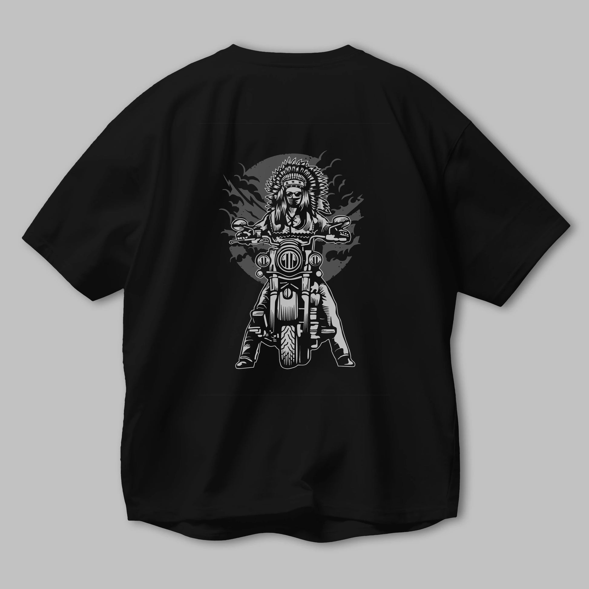 Indian Chief Motorcycle Arka Baskılı Oversize t-shirt Erkek Kadın Unisex %100 Pamuk
