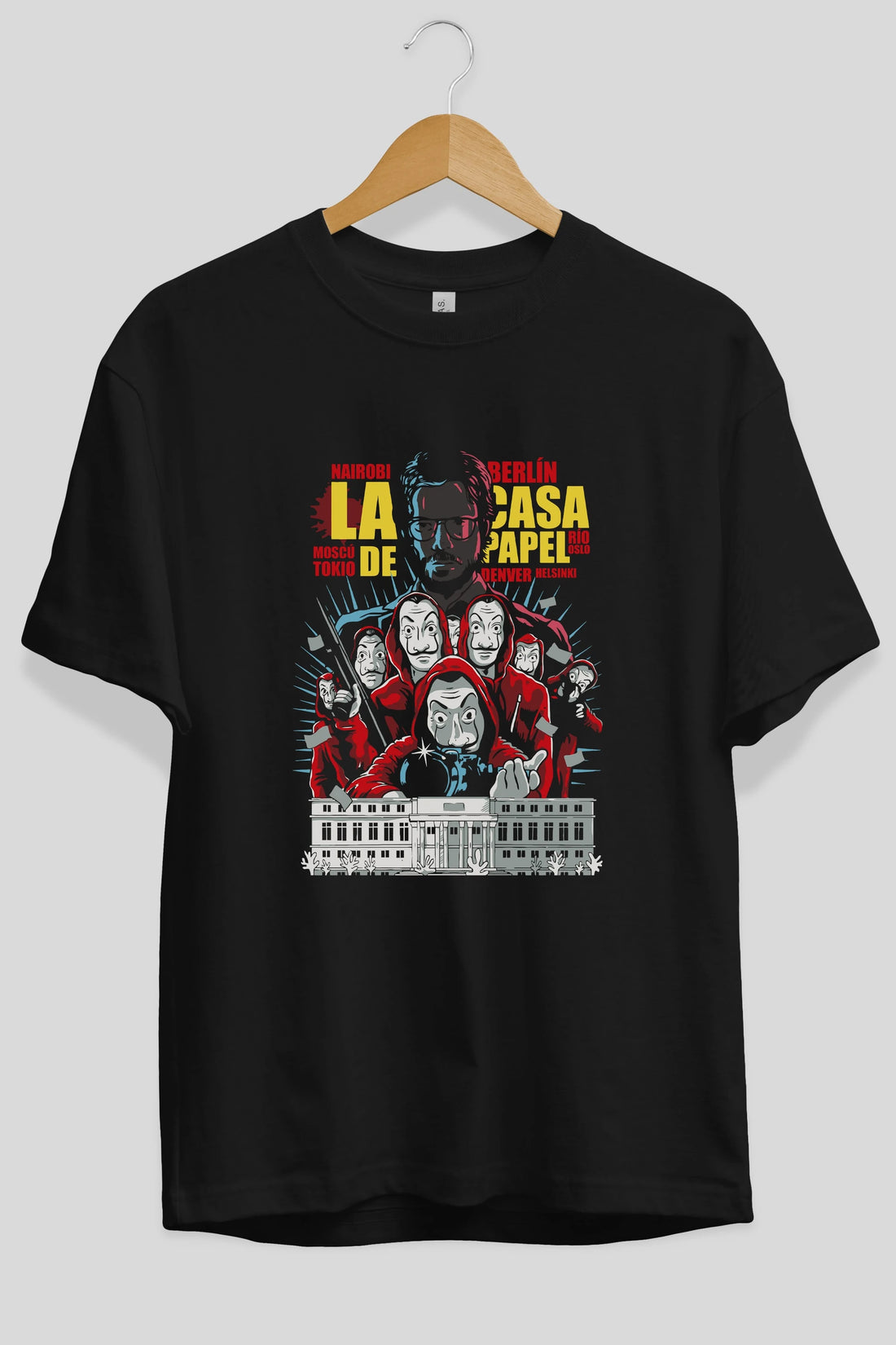 La Casa De Papel (6) Ön Baskılı Oversize t-shirt Erkek Kadın Unisex %100 Pamuk Bisiklet Yaka tişort