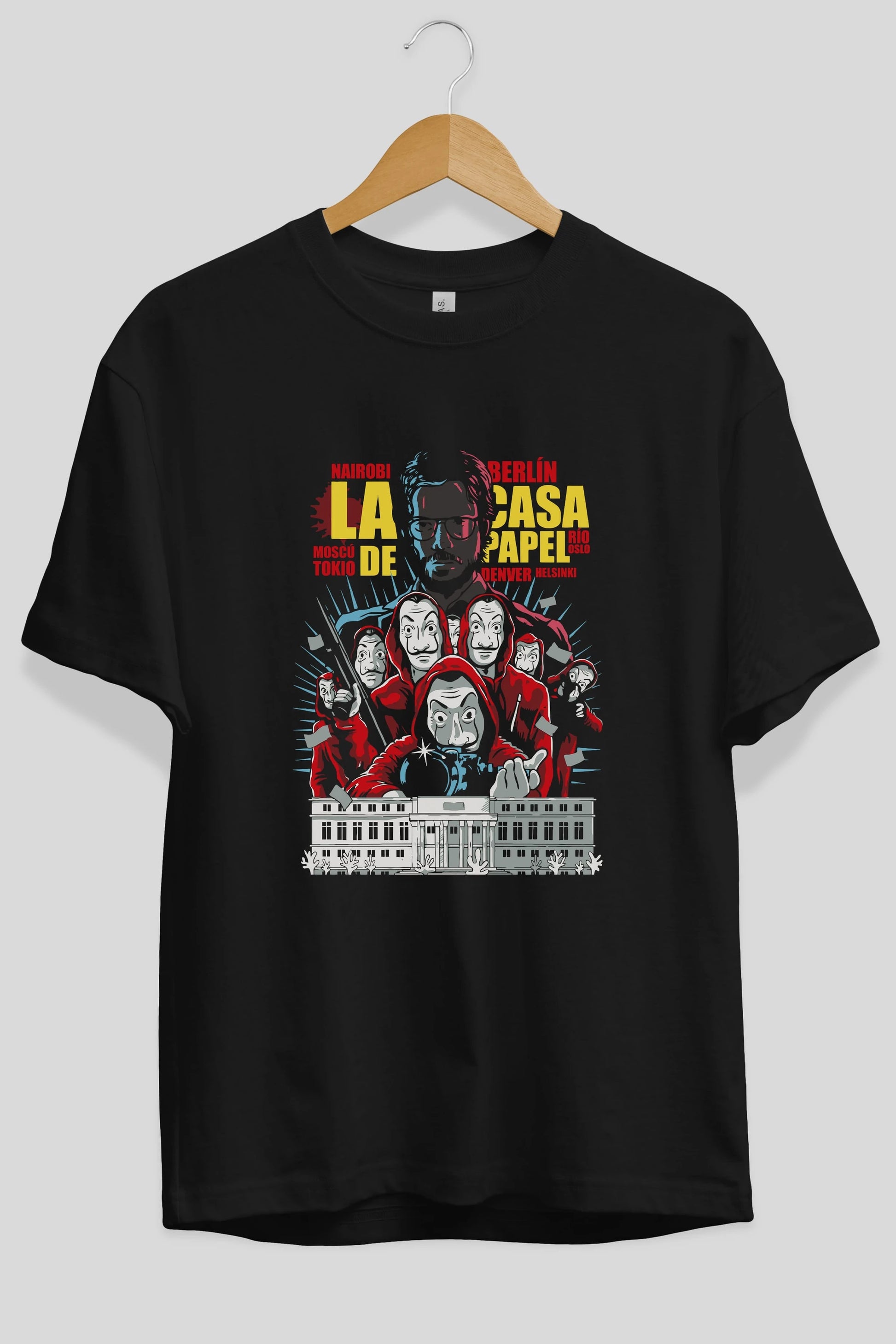 La Casa De Papel (6) Ön Baskılı Oversize t-shirt Erkek Kadın Unisex %100 Pamuk Bisiklet Yaka tişort