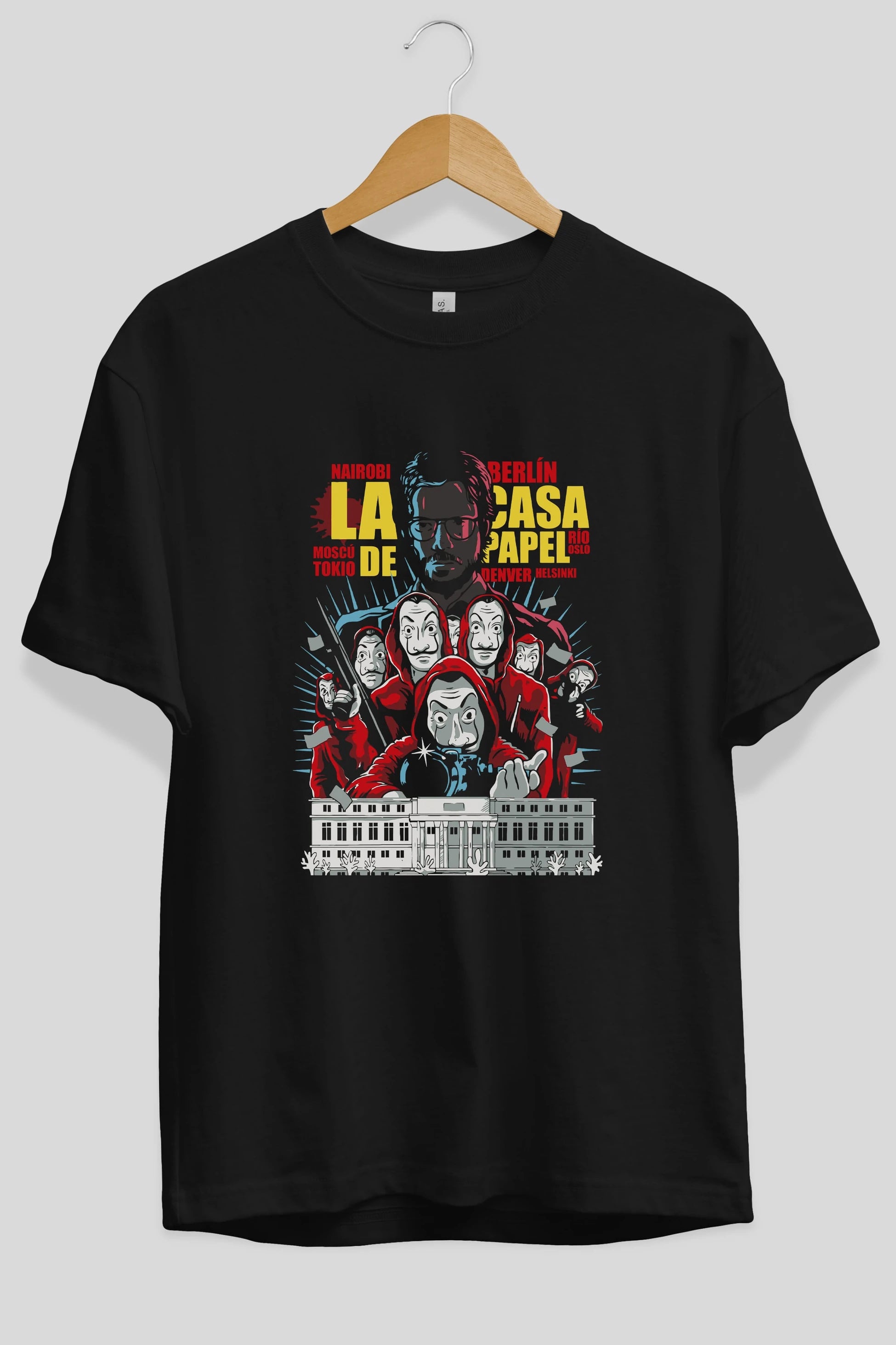 La Casa De Papel (6) Ön Baskılı Oversize t-shirt Erkek Kadın Unisex %100 Pamuk Bisiklet Yaka tişort